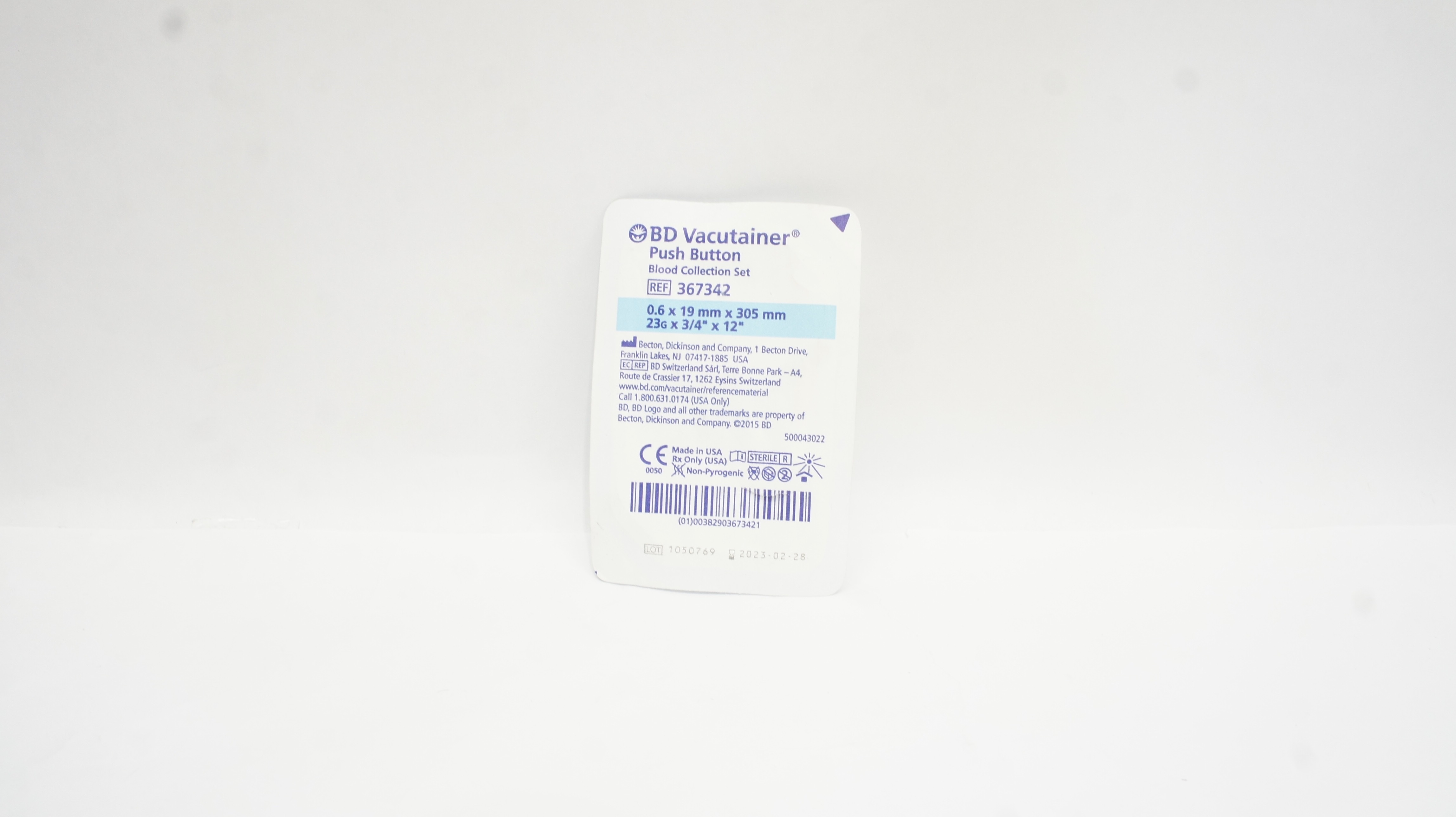 BD 367342 Vacutainer Push Button Blood Collection Set 23G x 3/4inch x 12inch (x)