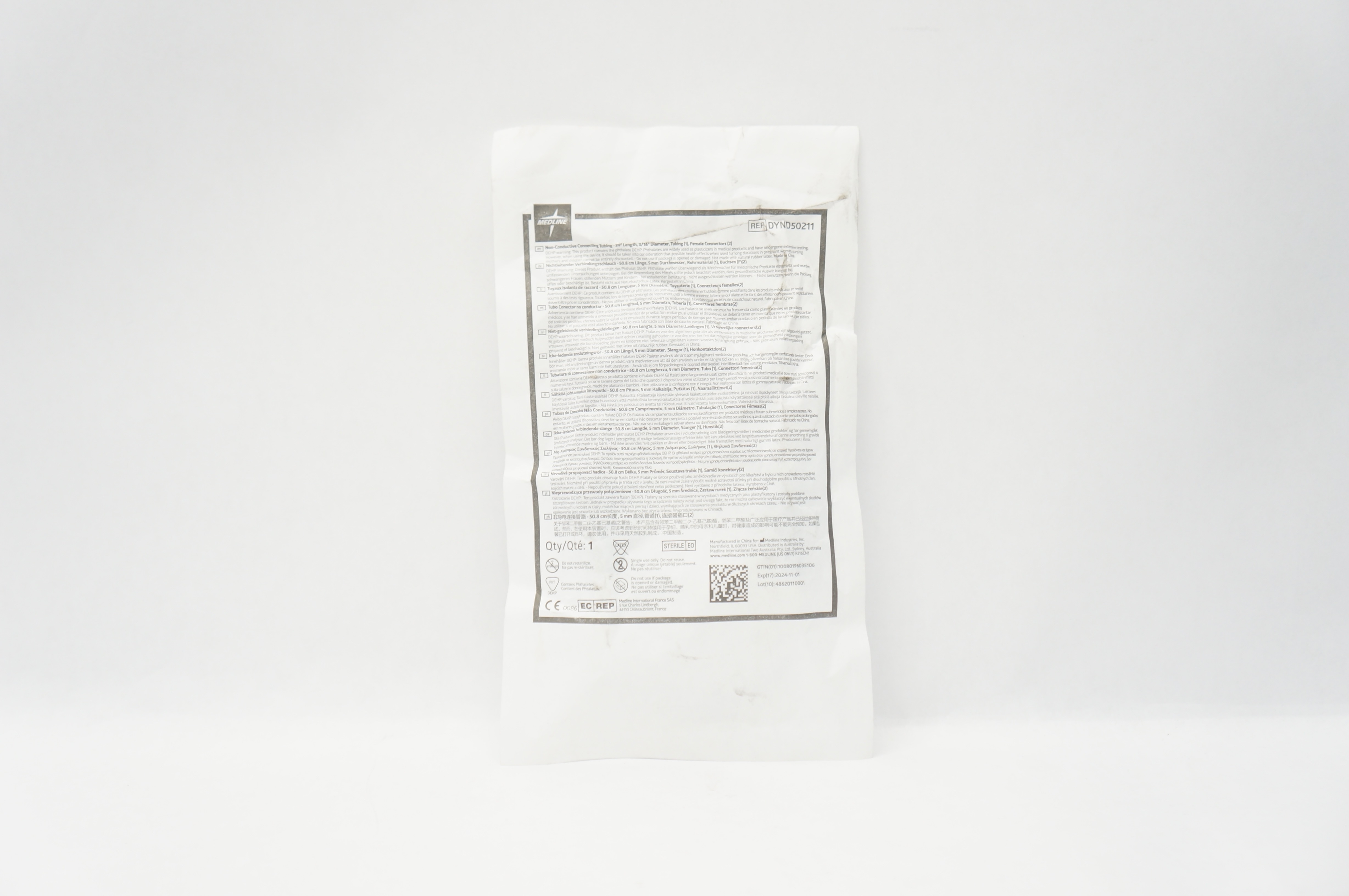 Medline DYND50211 Non Conductive Connecting Tubing 20inch x 3/16inch