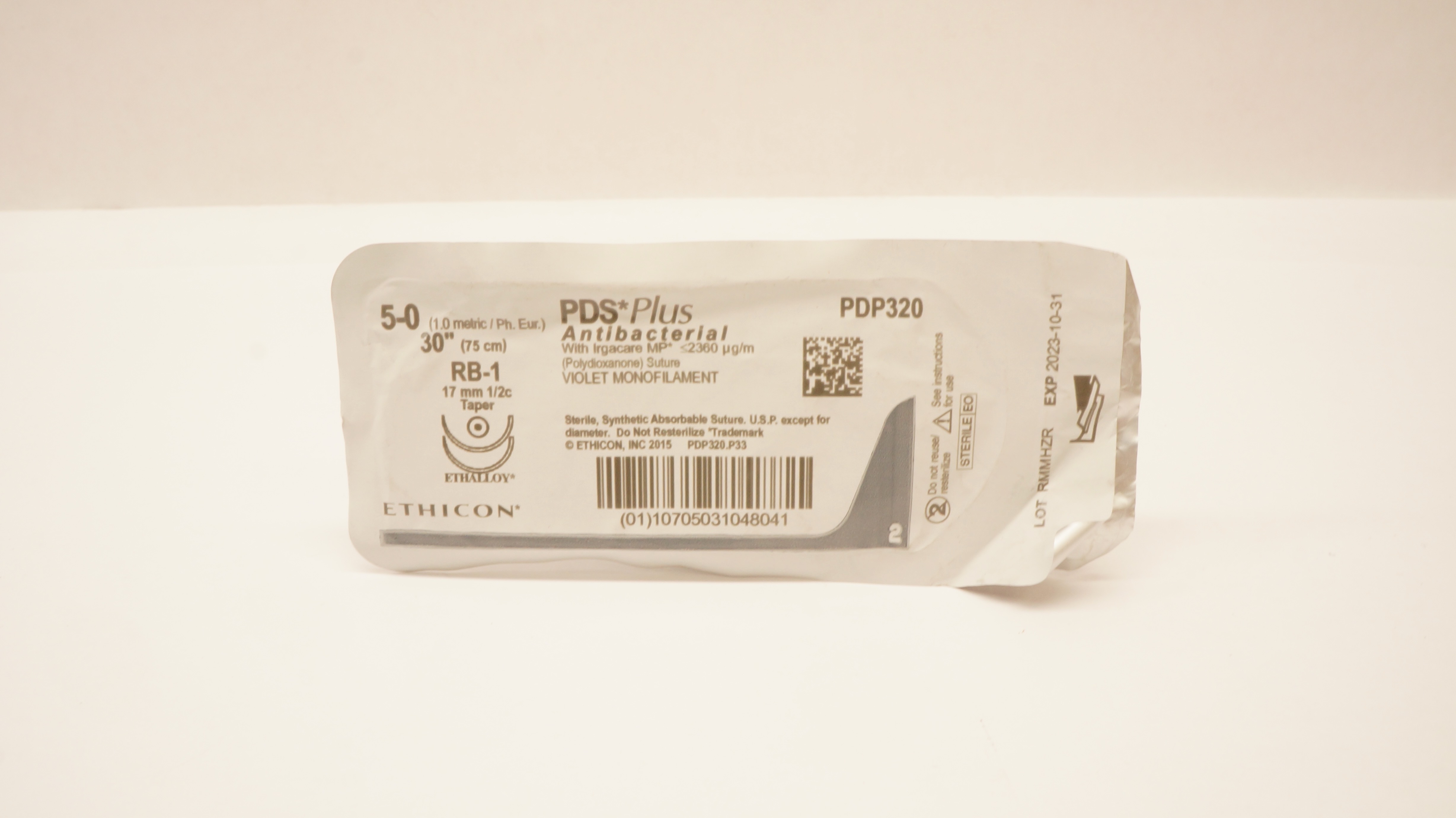 Ethicon PDP320 5-0 PDS Plus, RB-1, 17mm 1/2c Taper, 30inch