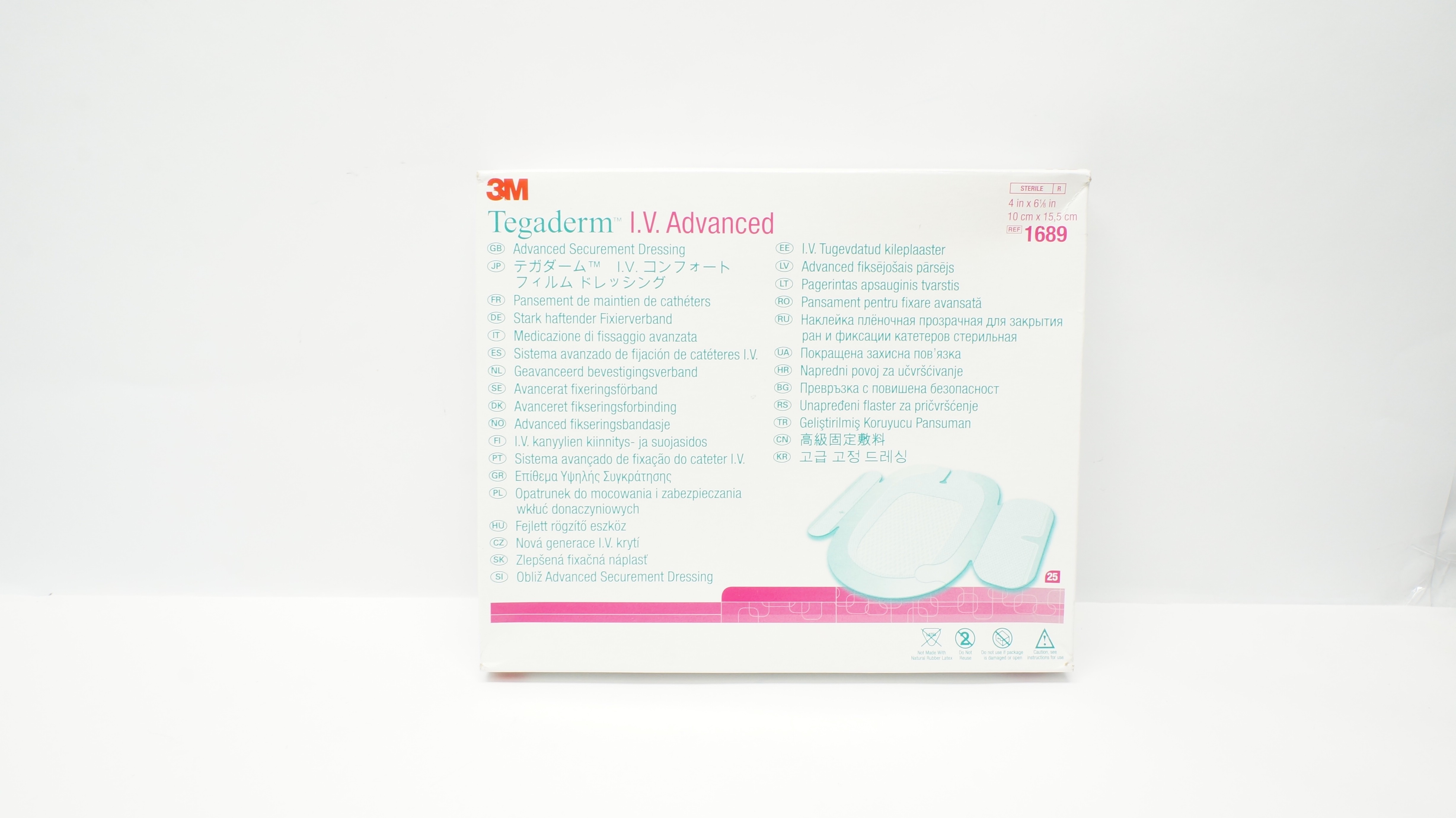 3M 1689 Tegaderm IV Advanced Securement Dressing 4 x 6-1/8inch (x) - Box of 25