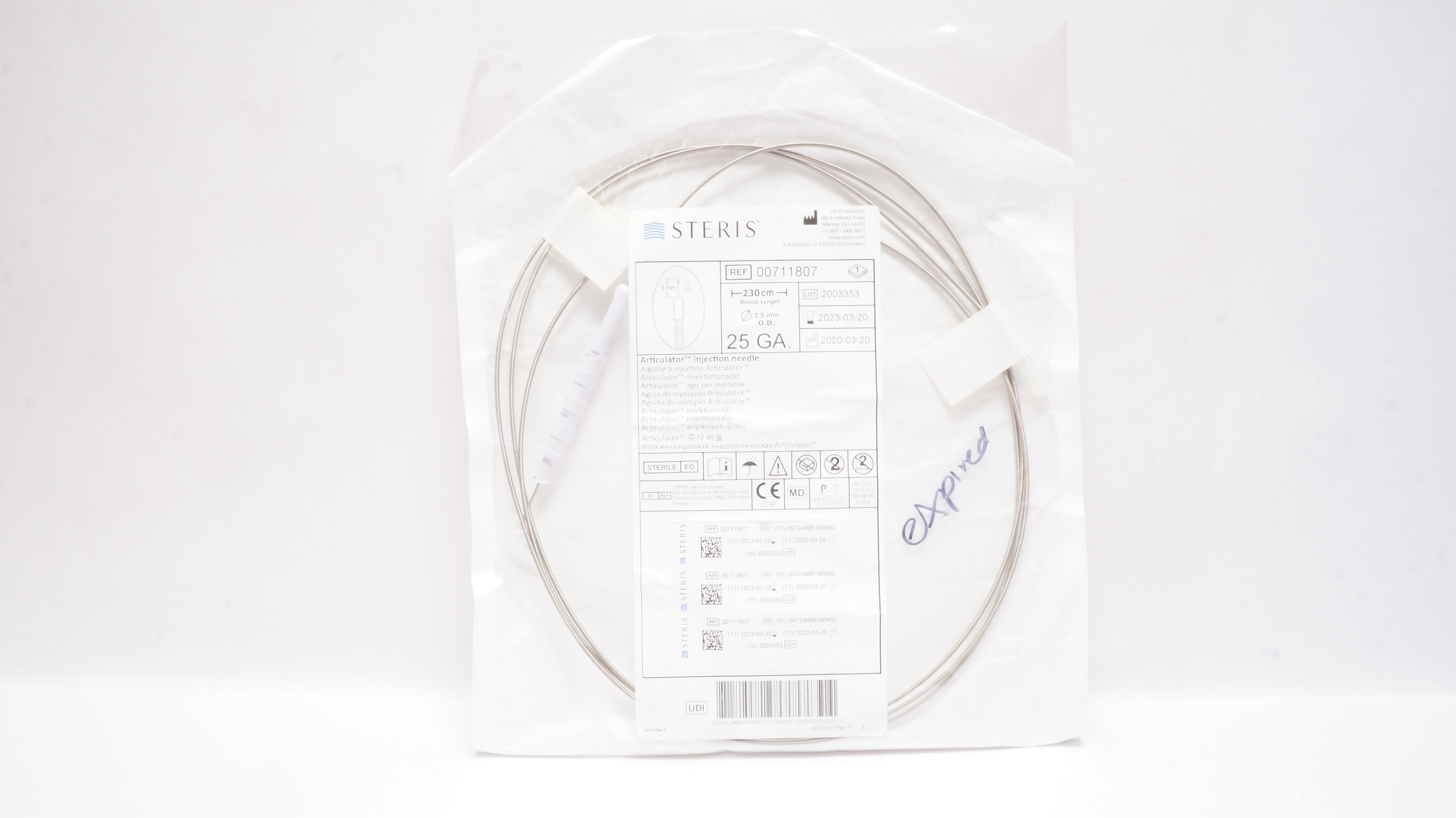 US Endoscopy 00711807 Articulator Injection Ndle 25GA x 230cm x 2.5mm O.D. (x)