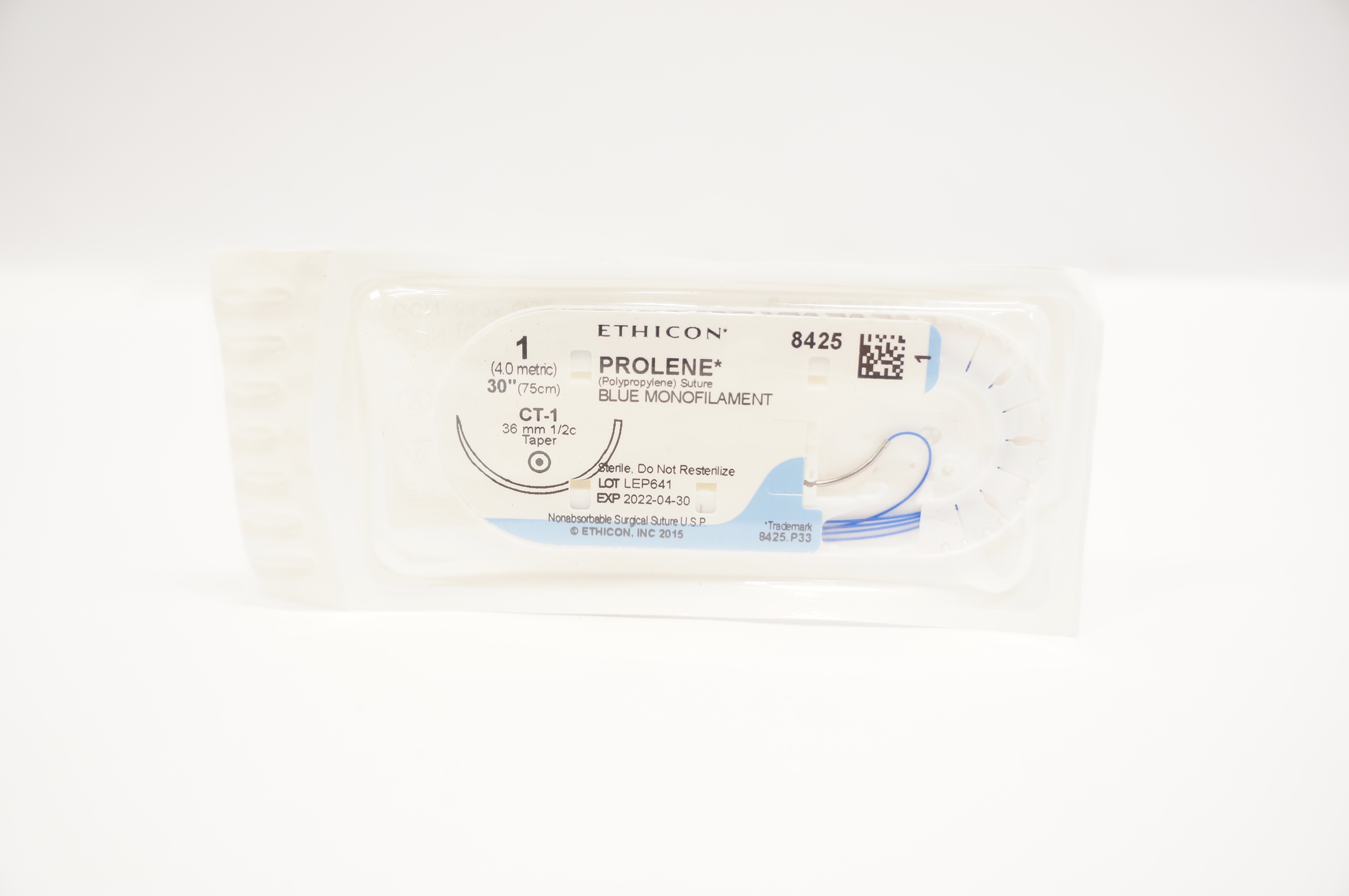 Ethicon 8425 1 Prolene Polypropylene Stre CT-1 36mm 1/2c Taper 30 inch (x)