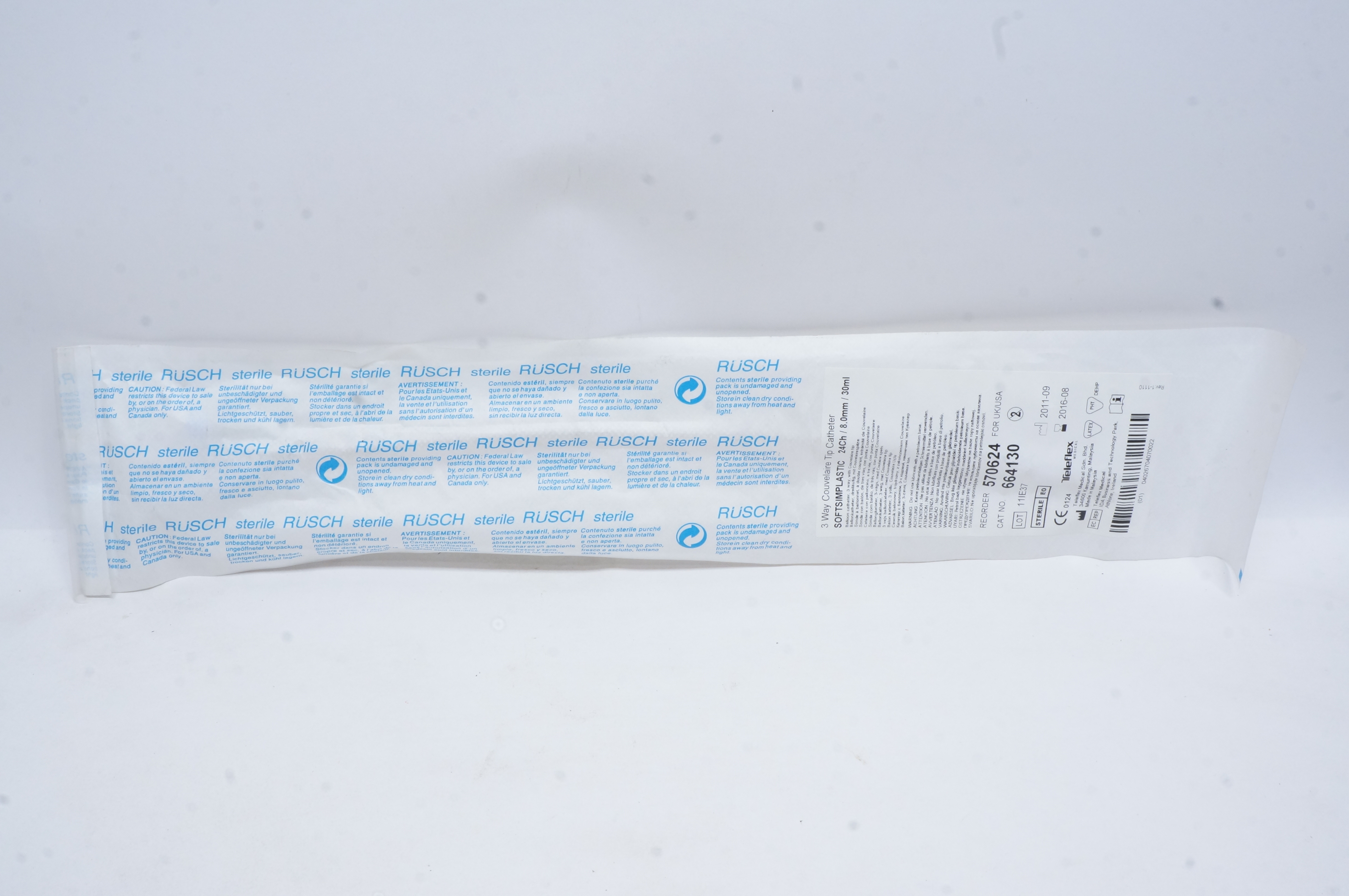 Teleflex 570624 Foley Cath. Soft Simplastic, Tip 30 cc Balloon 24 Fr (x)