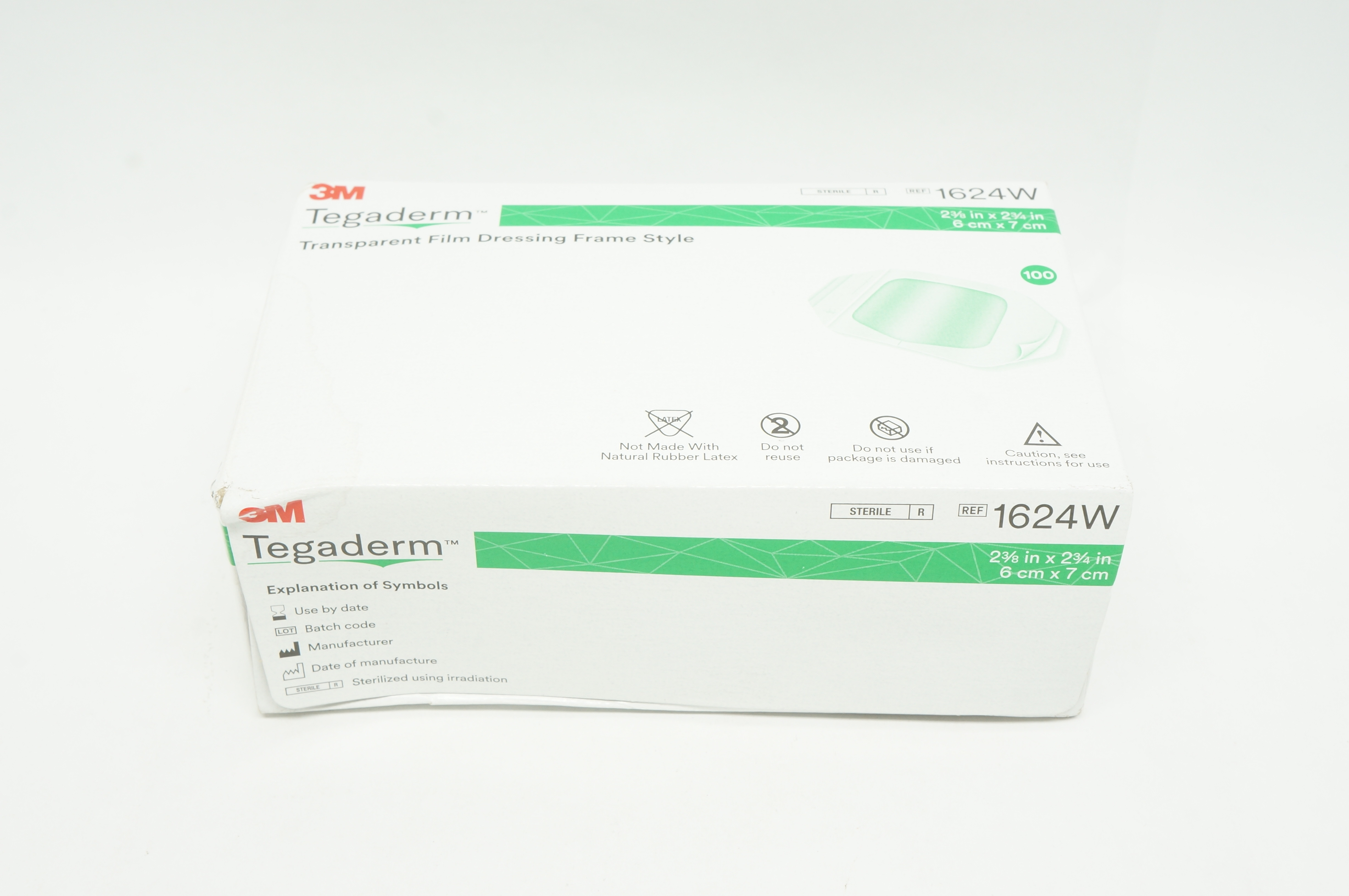 3M 1624W Tegaderm Transparent Film Dressing 2 3/8  x 2 3/4 inch (x) - Box of 100