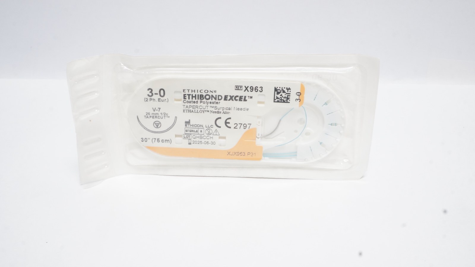 Ethicon X963 ETHIBOND EXCEL Sutures 3-0 V-7 TAPERCUT 30"