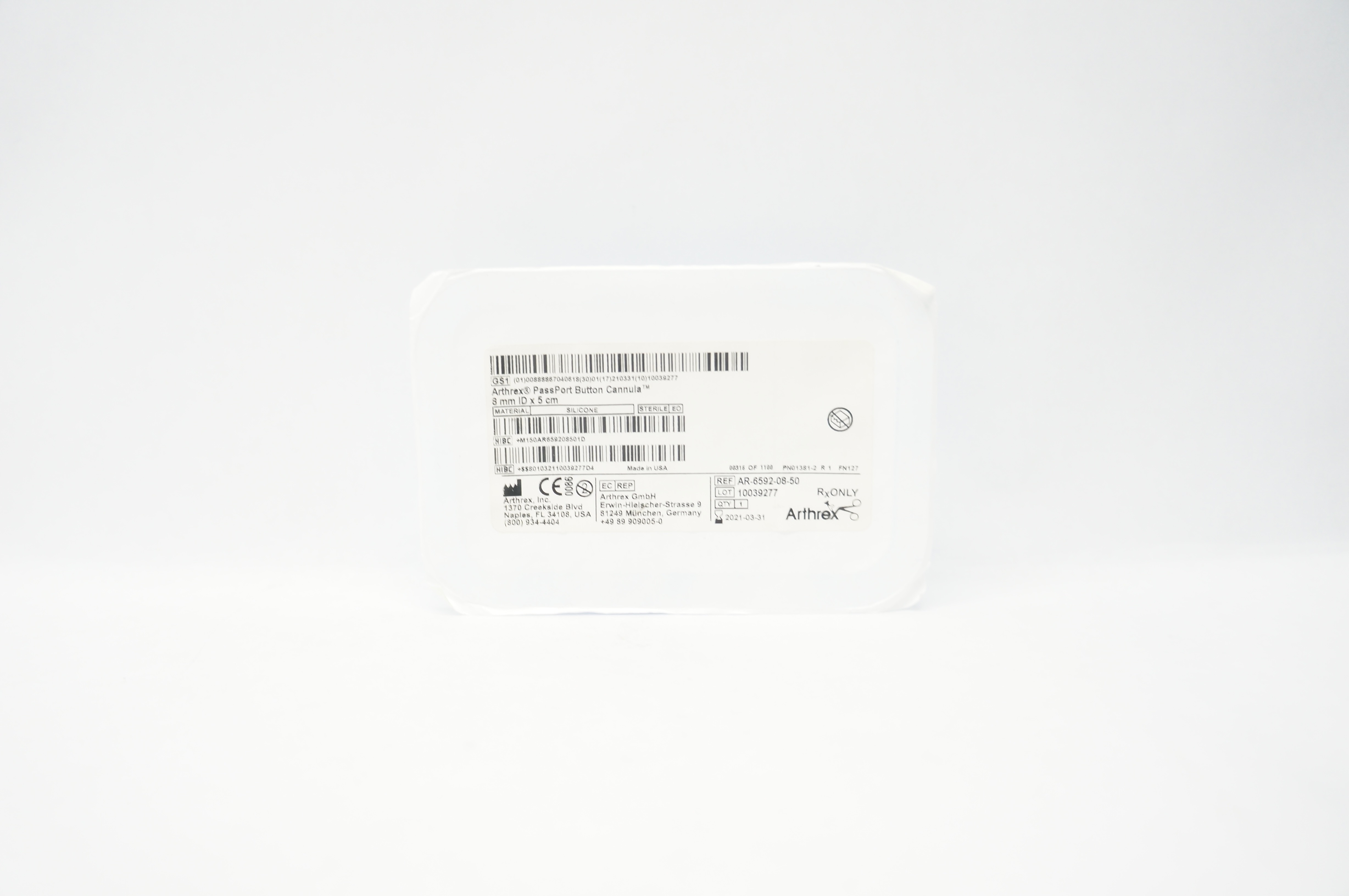 Arthrex AR-6592-08-50 PassPort Button Cannula 8mm x 5cm (x)