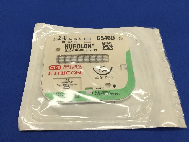 Ethicon C546D NUROLON, MO-6, Black Braided 8-18
