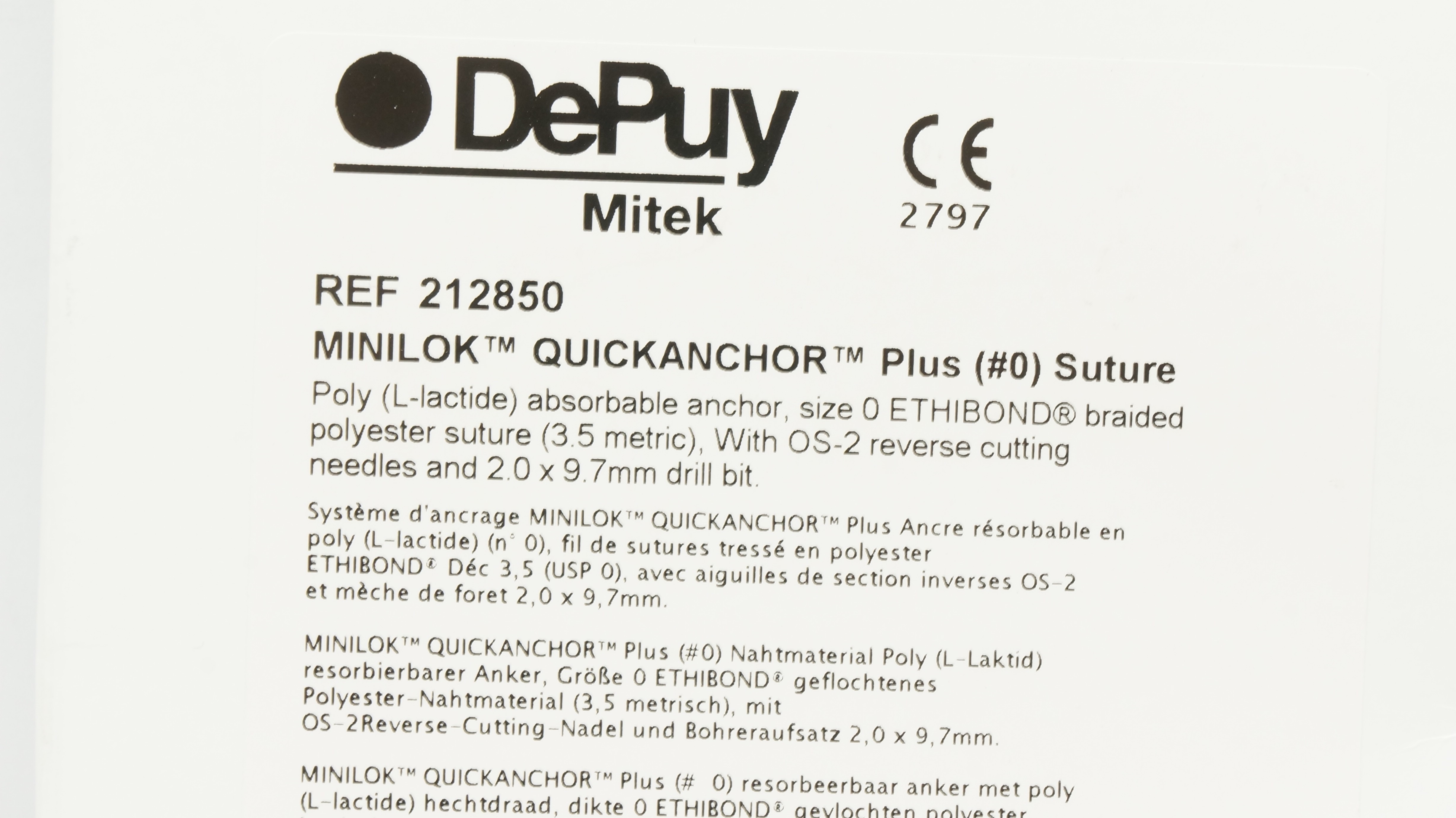 DePuy 212850 0 Minilok Quickanchor Plus Stre OS-2 Reverse Cutting 2.0 x 9.7mm(x)