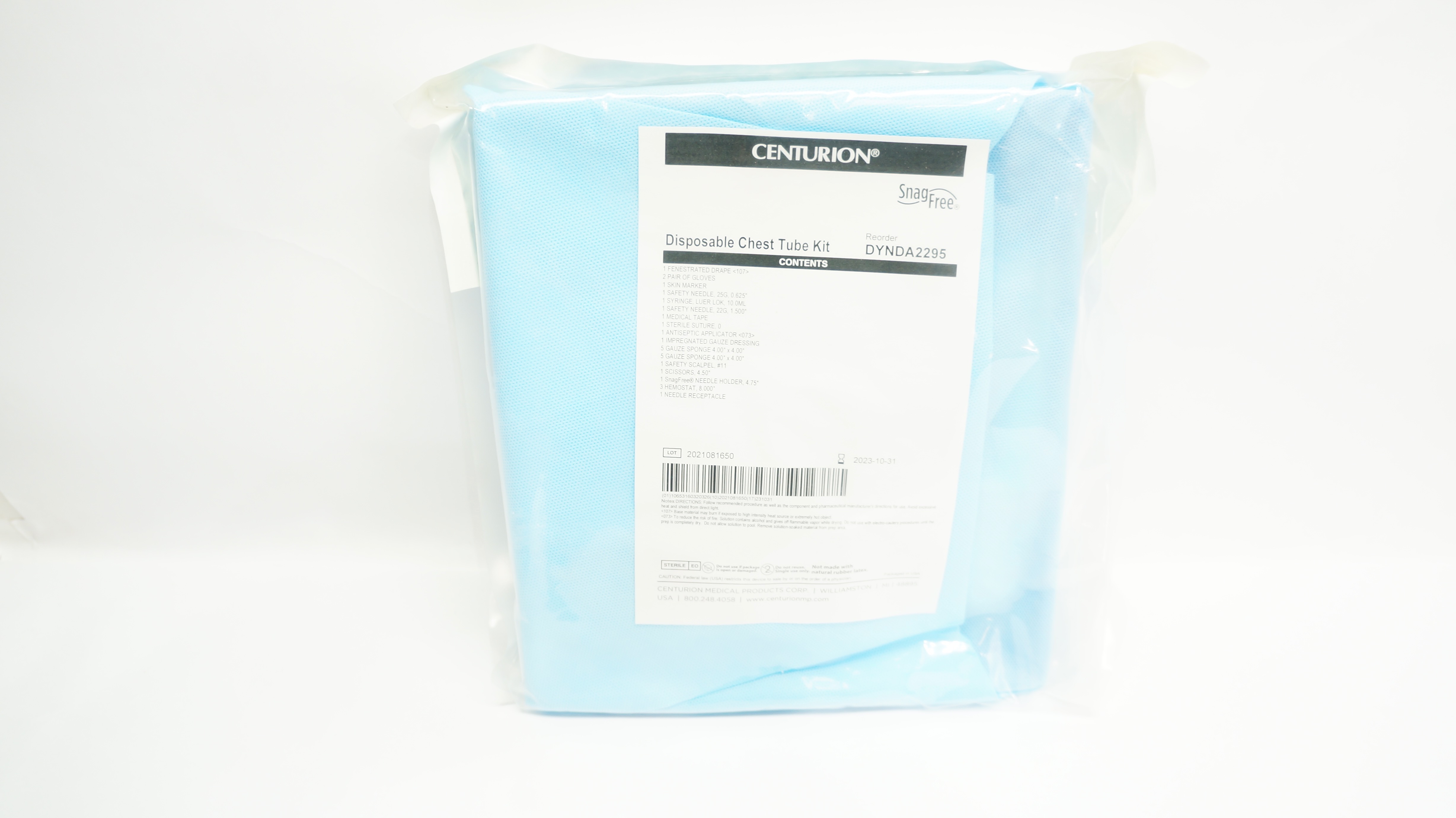 Centurion Medical DYNDA2295 Disposable Chest Tube Kit