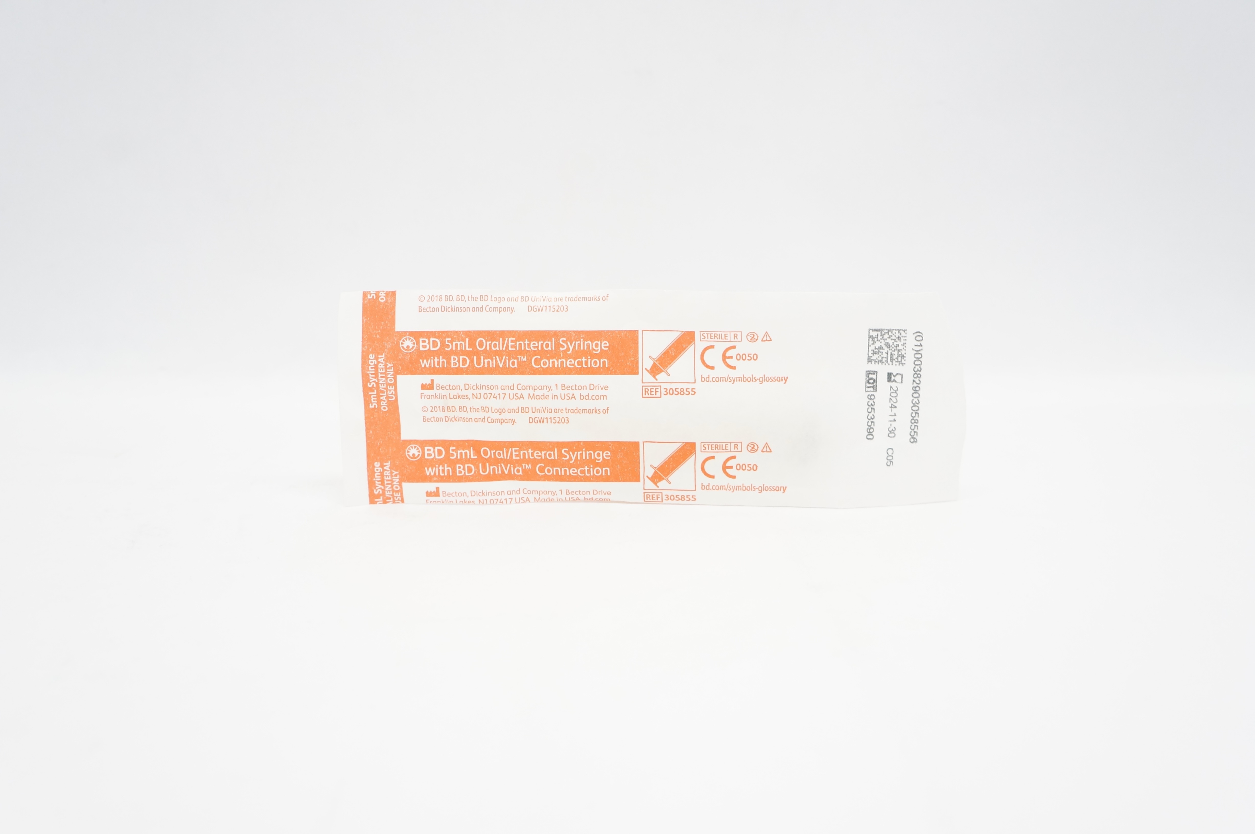 BD 305855 5mL Oral/Enteral Syringe with UniVia Connection