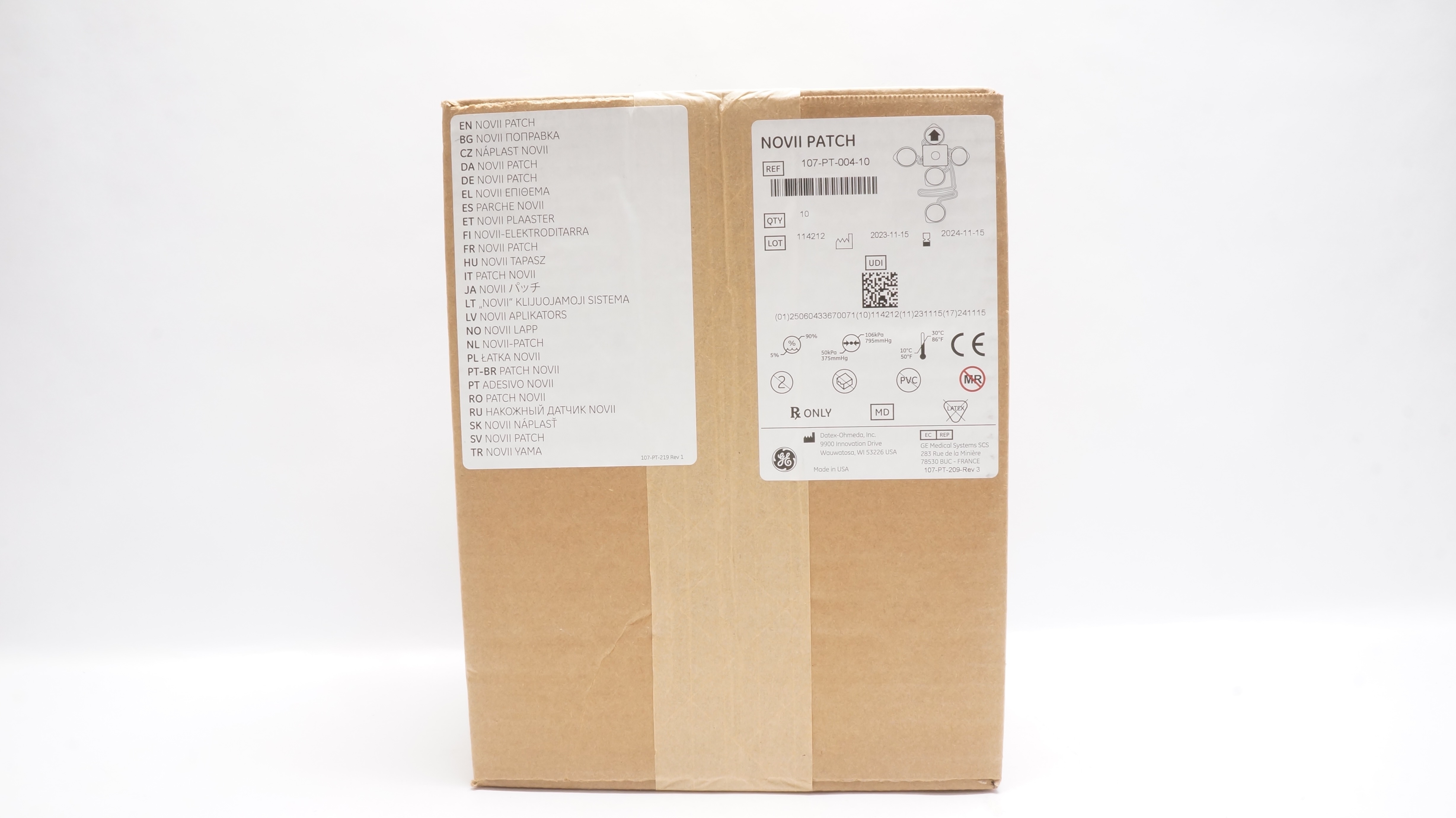 GE Medical 107-PT-004-10 NOVII Patch (x) - Case of 10