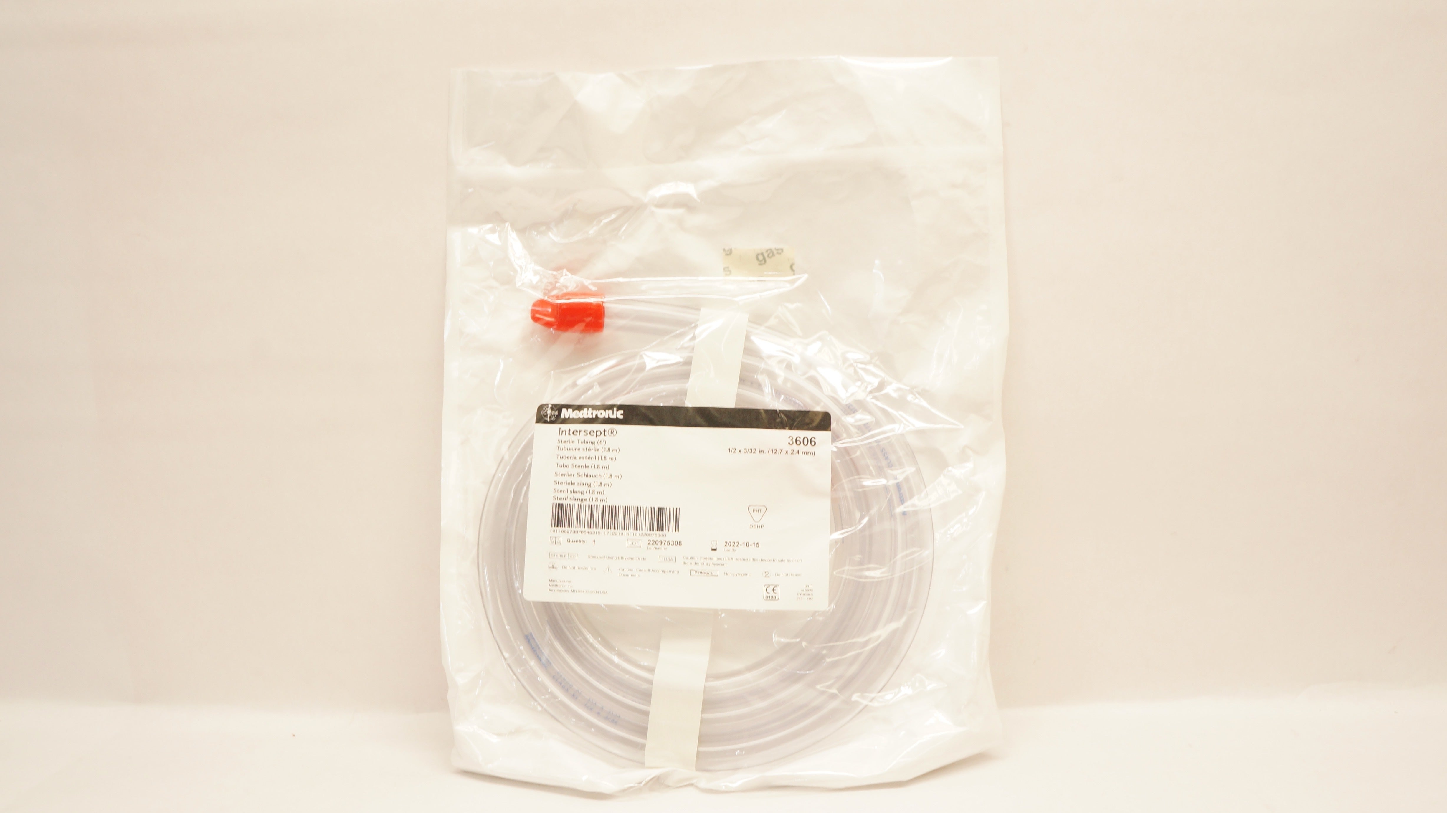 Medtronic 3606 Intersept Sterile Tubing 6Ft. 1/2 x 3/32inch (x)