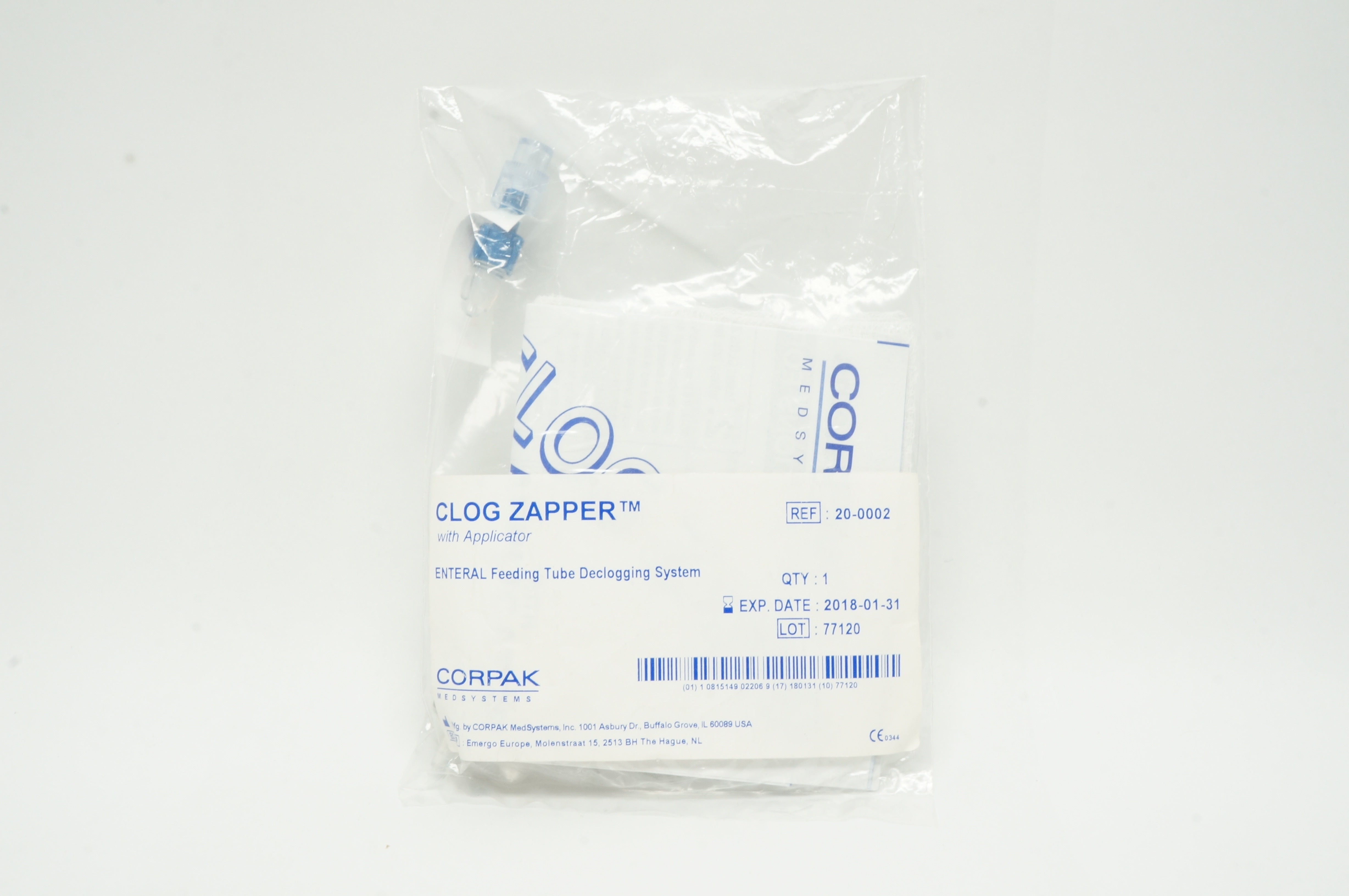 Corpak Medsystems 20-0002 Clog Zapper Enteral Feeding Tube Declogging System (x)