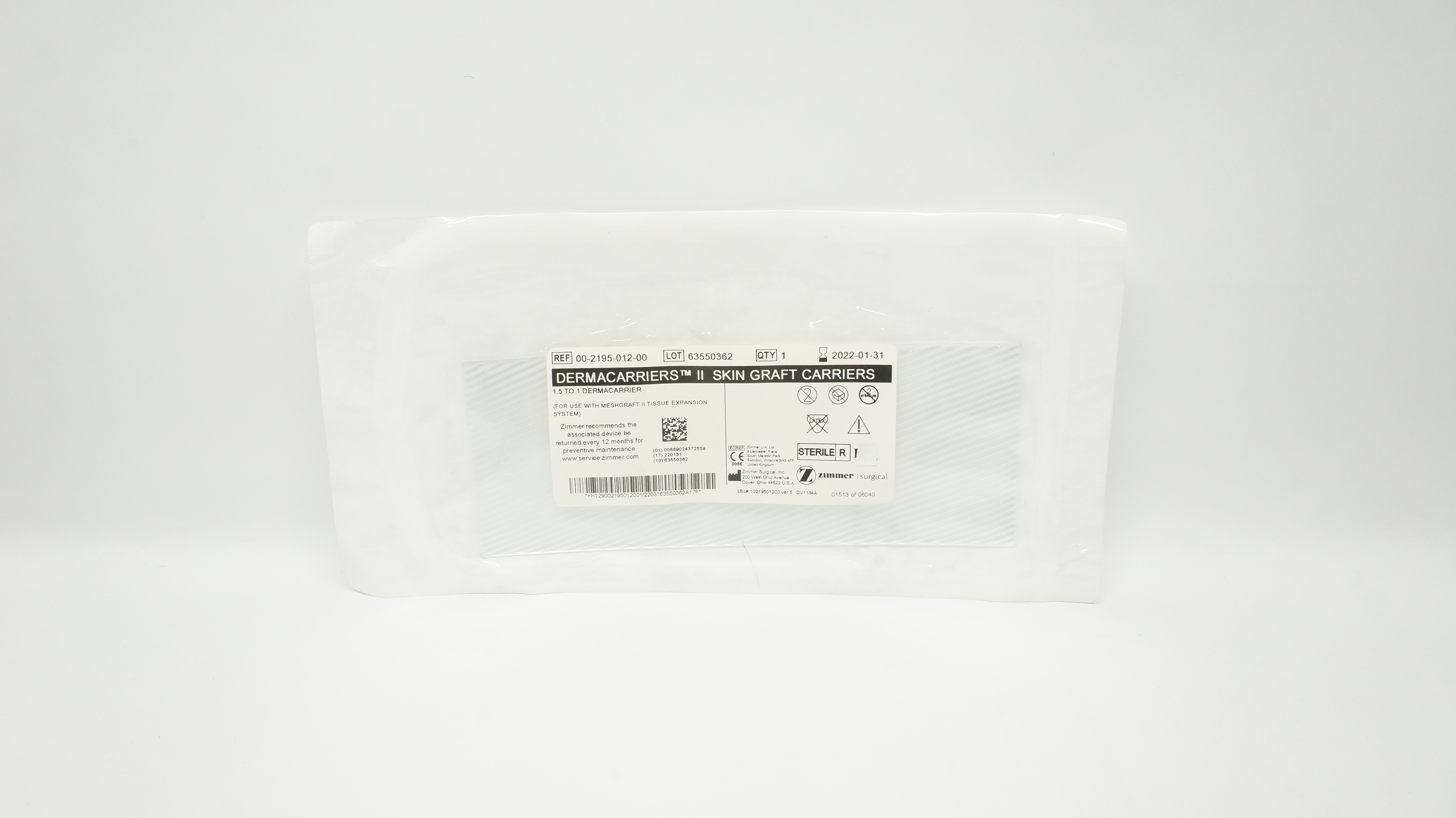Zimmer 00-2195-012-00 Dermacarriers II Skin Graft Carriers 1.5 to 1