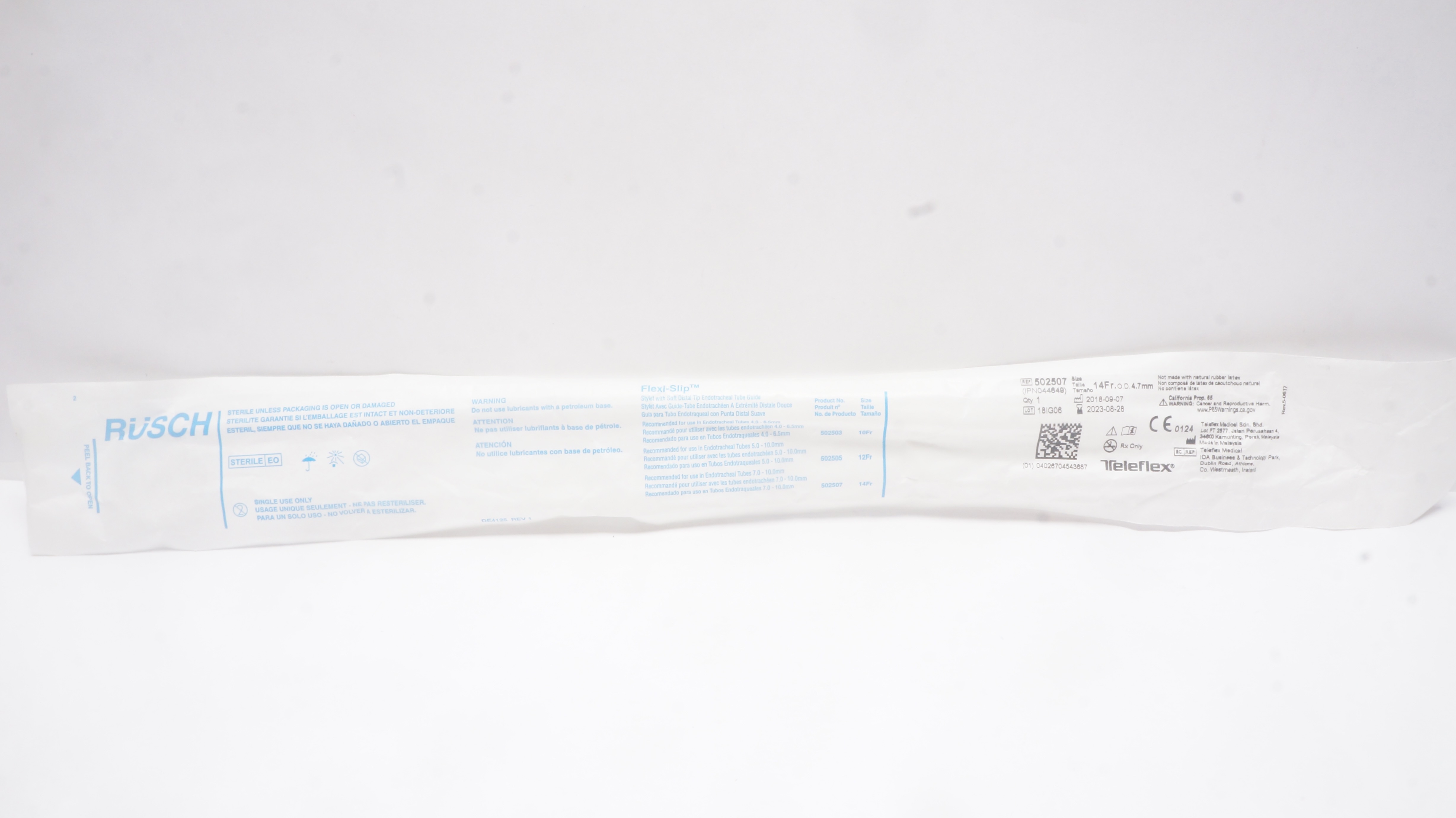 Teleflex 502507 Rusch Flexi-Slip Stylet, Soft Distal Tip 14Fr O.D. x 4.7mm (x)