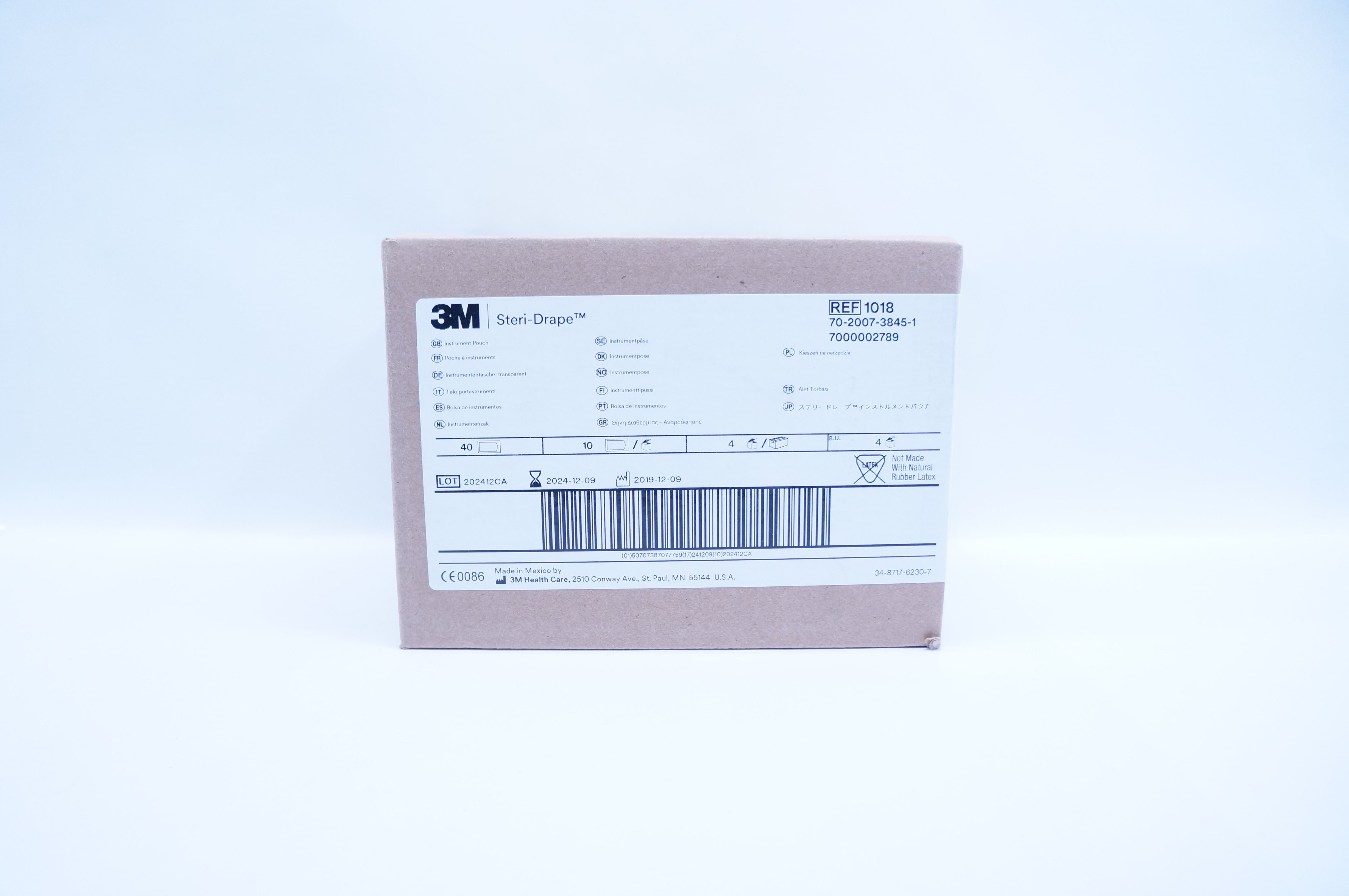 3M 1018 Steri-Drape Instrument Pouch 11inch x 7inch - Box of 40