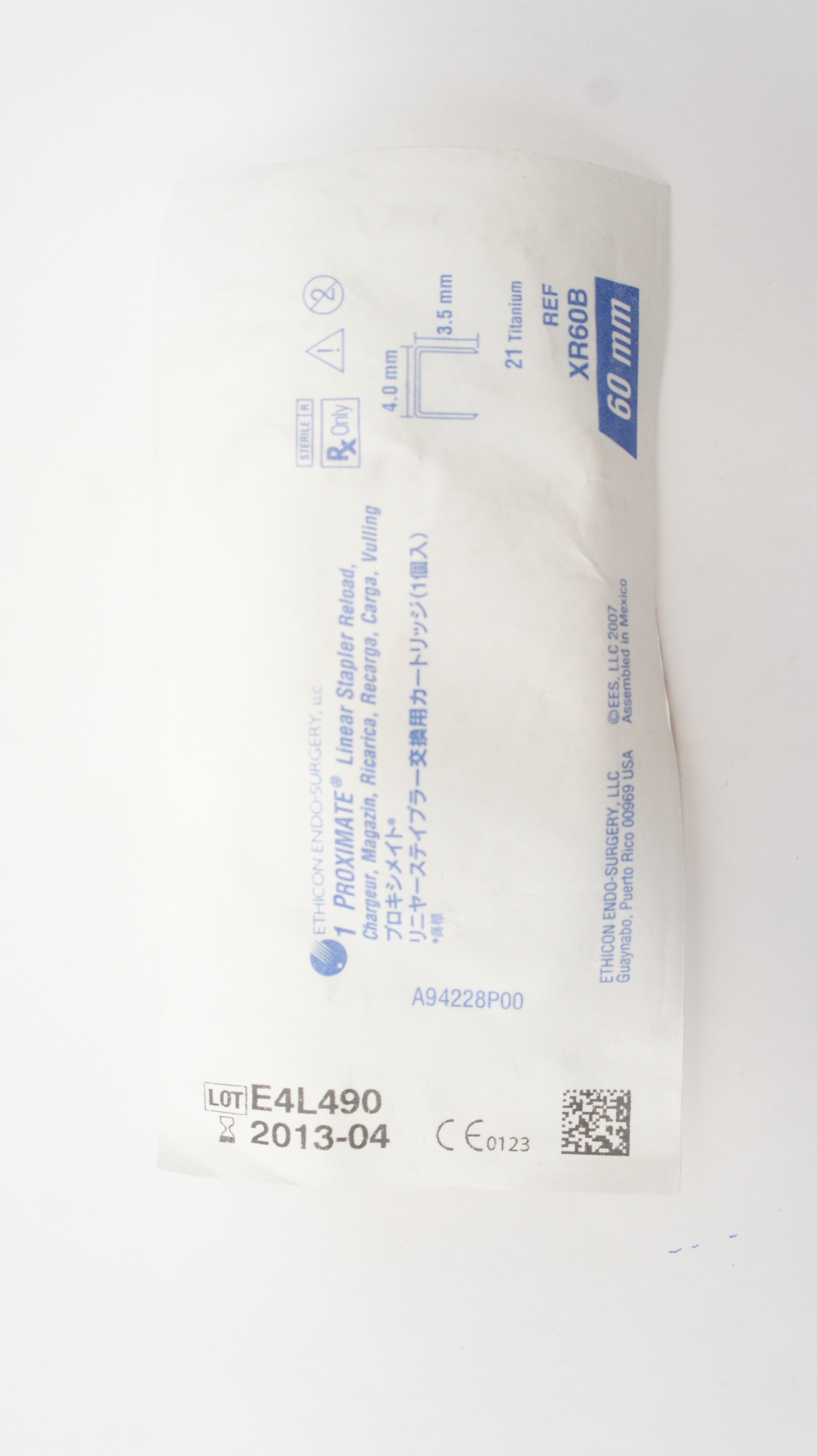 Ethicon XR60B 1Proximate Linear Stapler Reload 21 Titanium, 60mm 4.0 x 3.5mm (x)