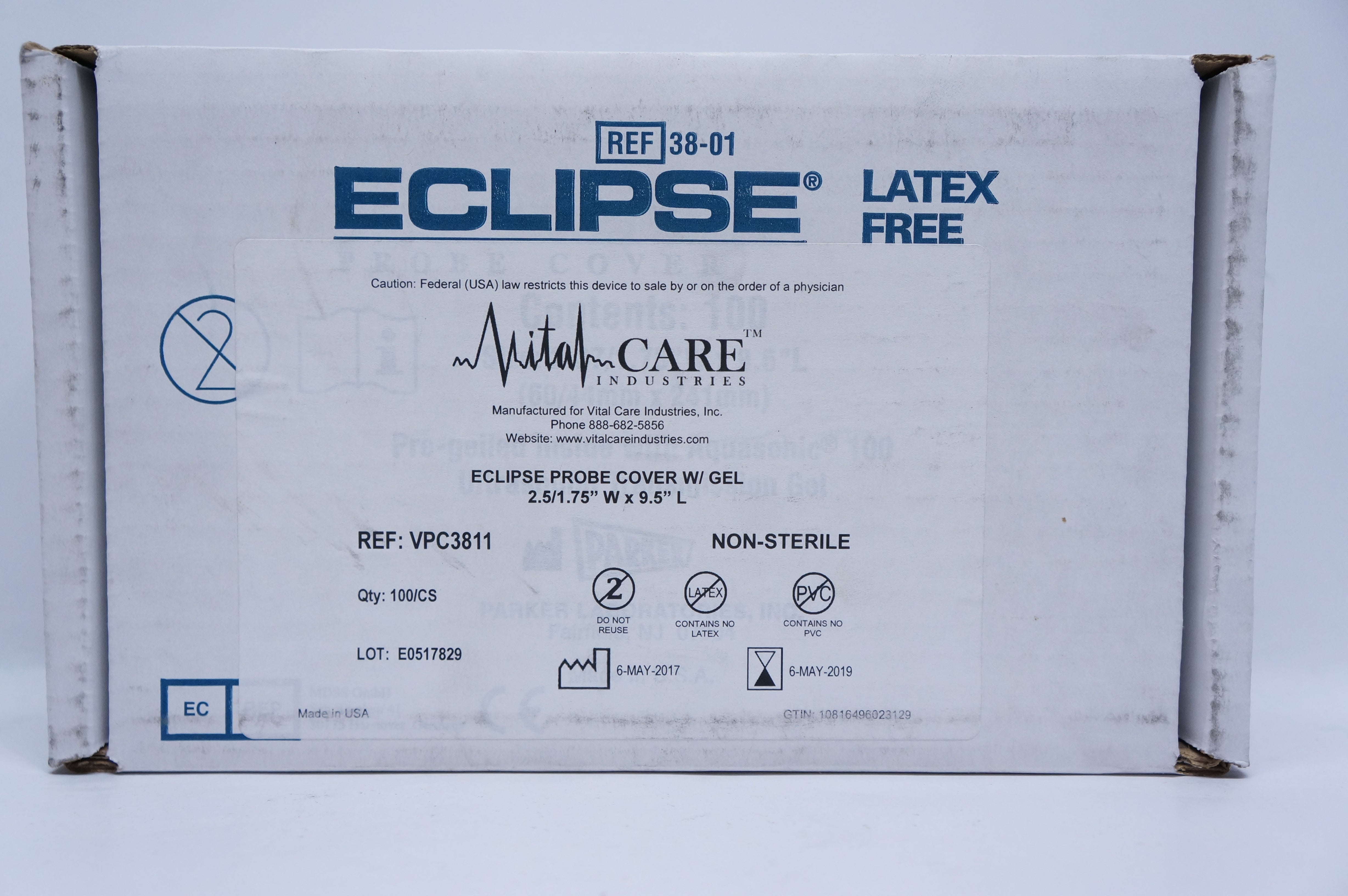 Vital Care VPC3811 Eclipse Probe Cover With Gel1.75in. Wx9.5in. L (x)- Case of 100