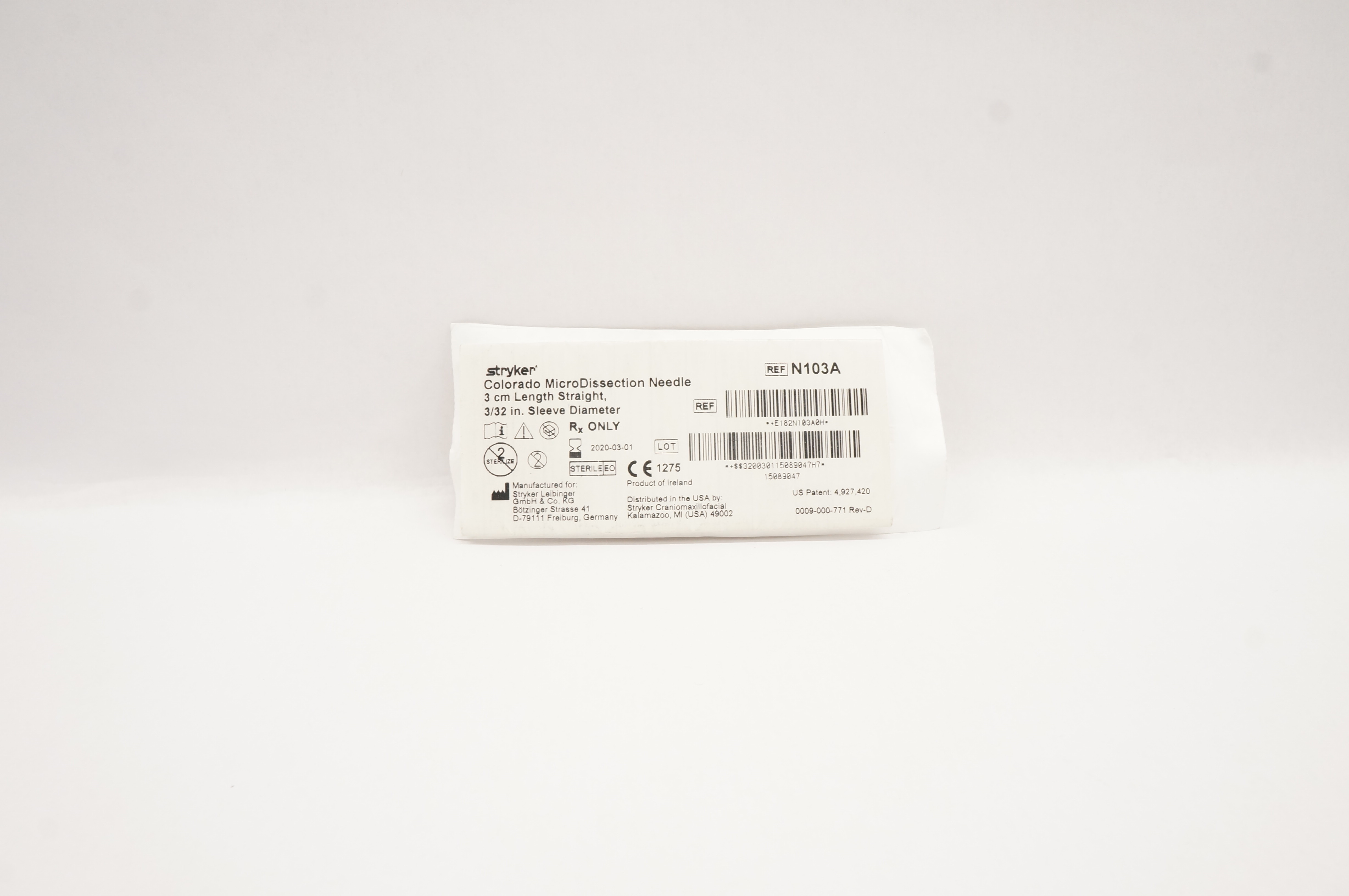 Stryker N103A Colorado MicroDissection Ndle 3cm x 3/32inch Sleeve Diameter (x)