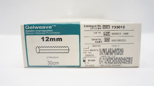Terumo 733012 Gelweave Woven Vascular Prosthesis Straight 12mm x 30cm (x)