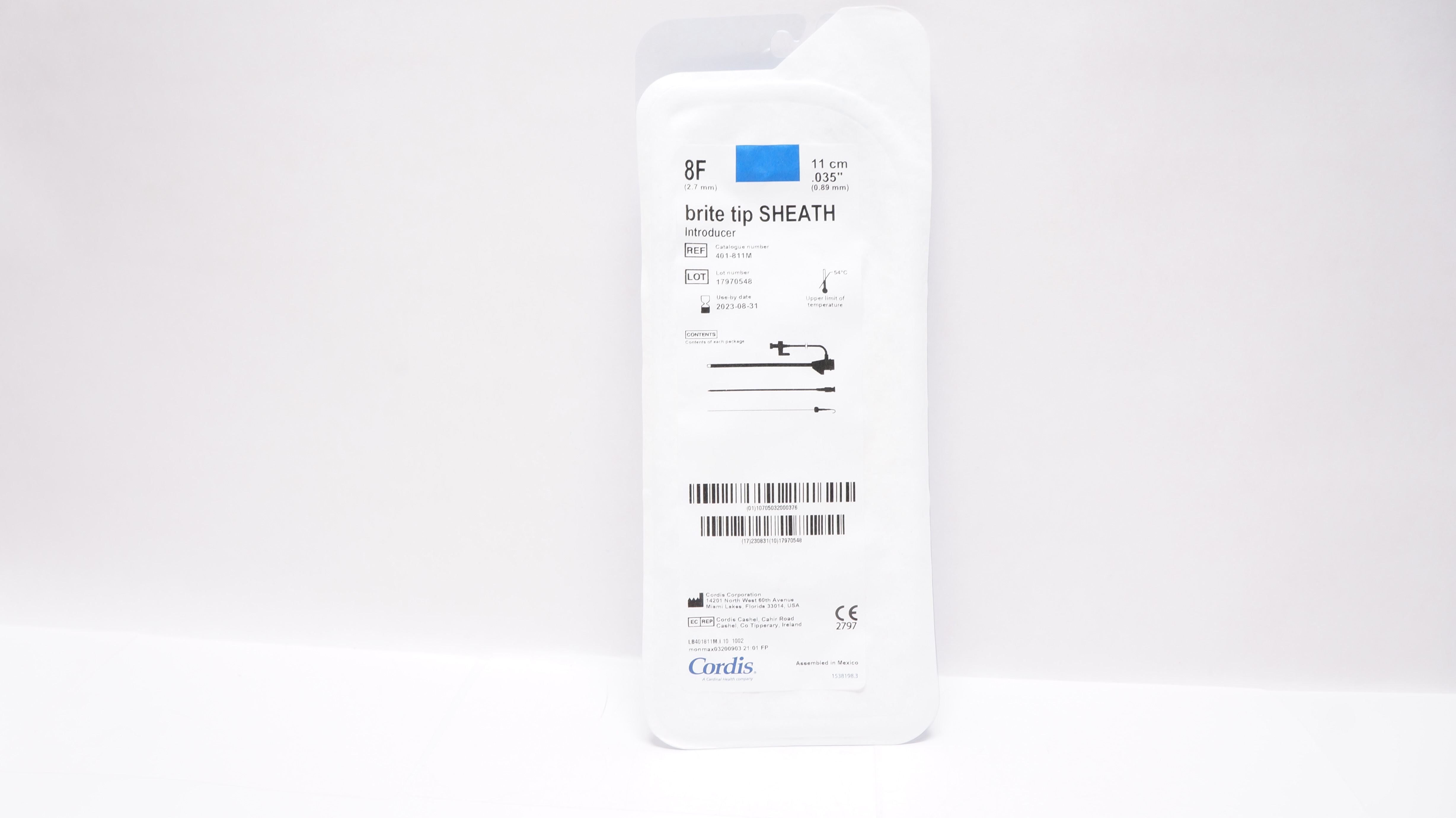 Cordis 401-811M Brite Tip Sheath Introducer 8F x 0.035 (x)