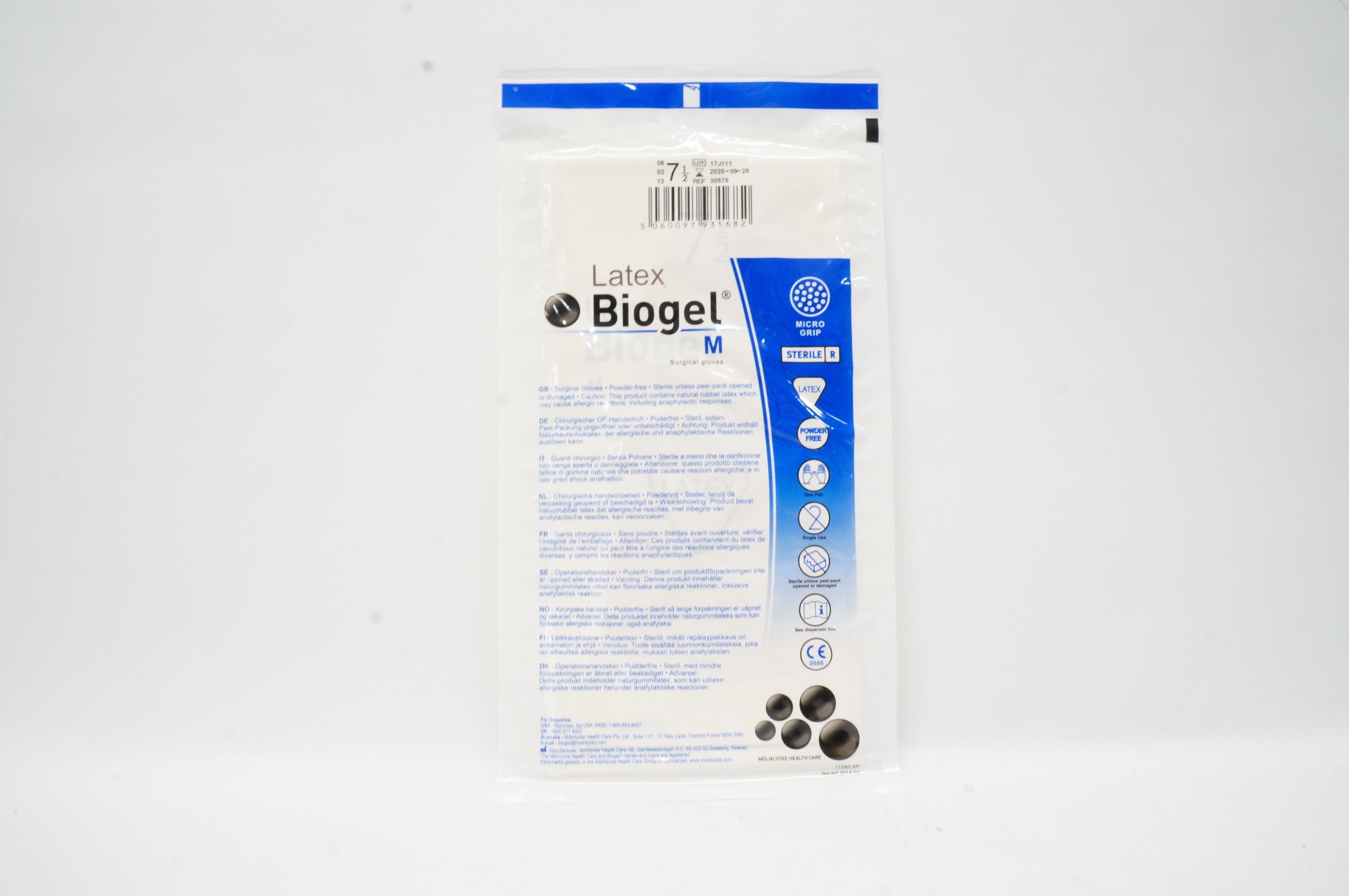Molnlycke Healthcare 30575 Latex Biogel M Surgical Gloves 7 1/2 (x)