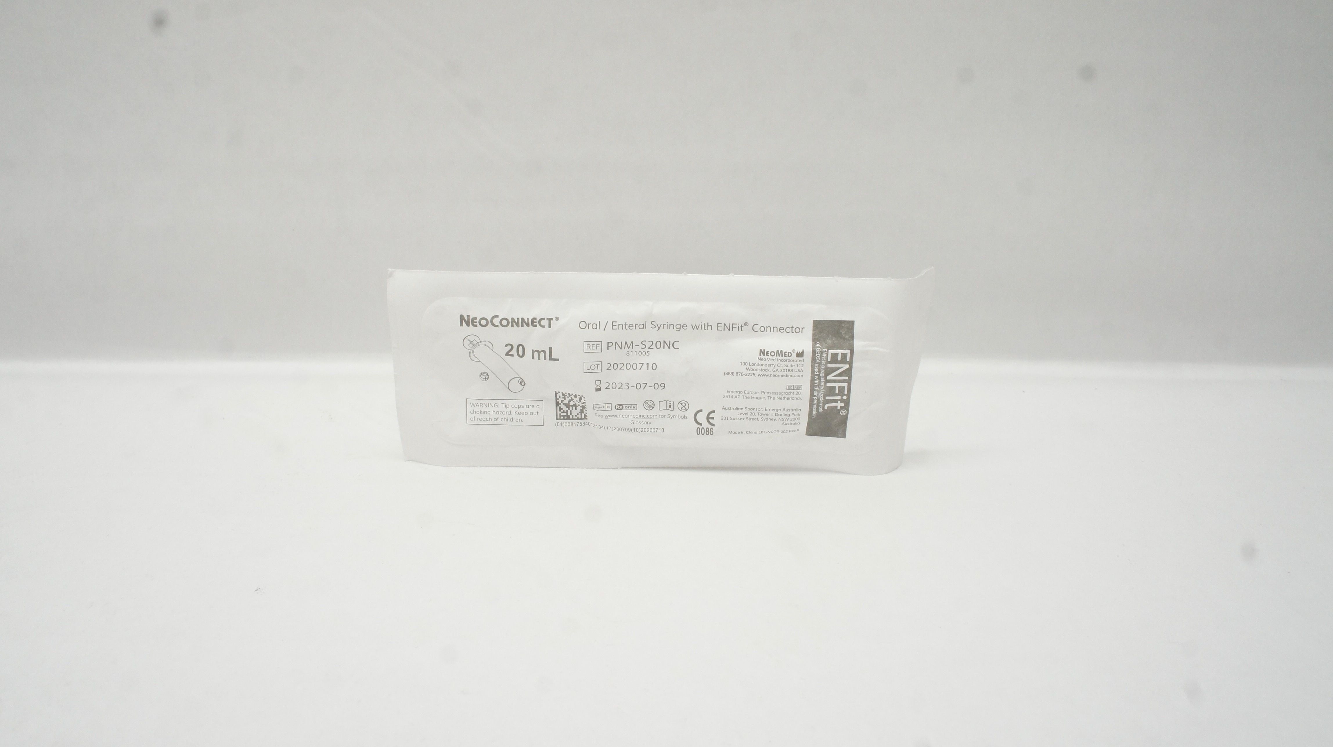 NeoMed PNM-S20NC NeoConnect Oral/Enteral Syringe w/ENFit Connector 20mL (x)