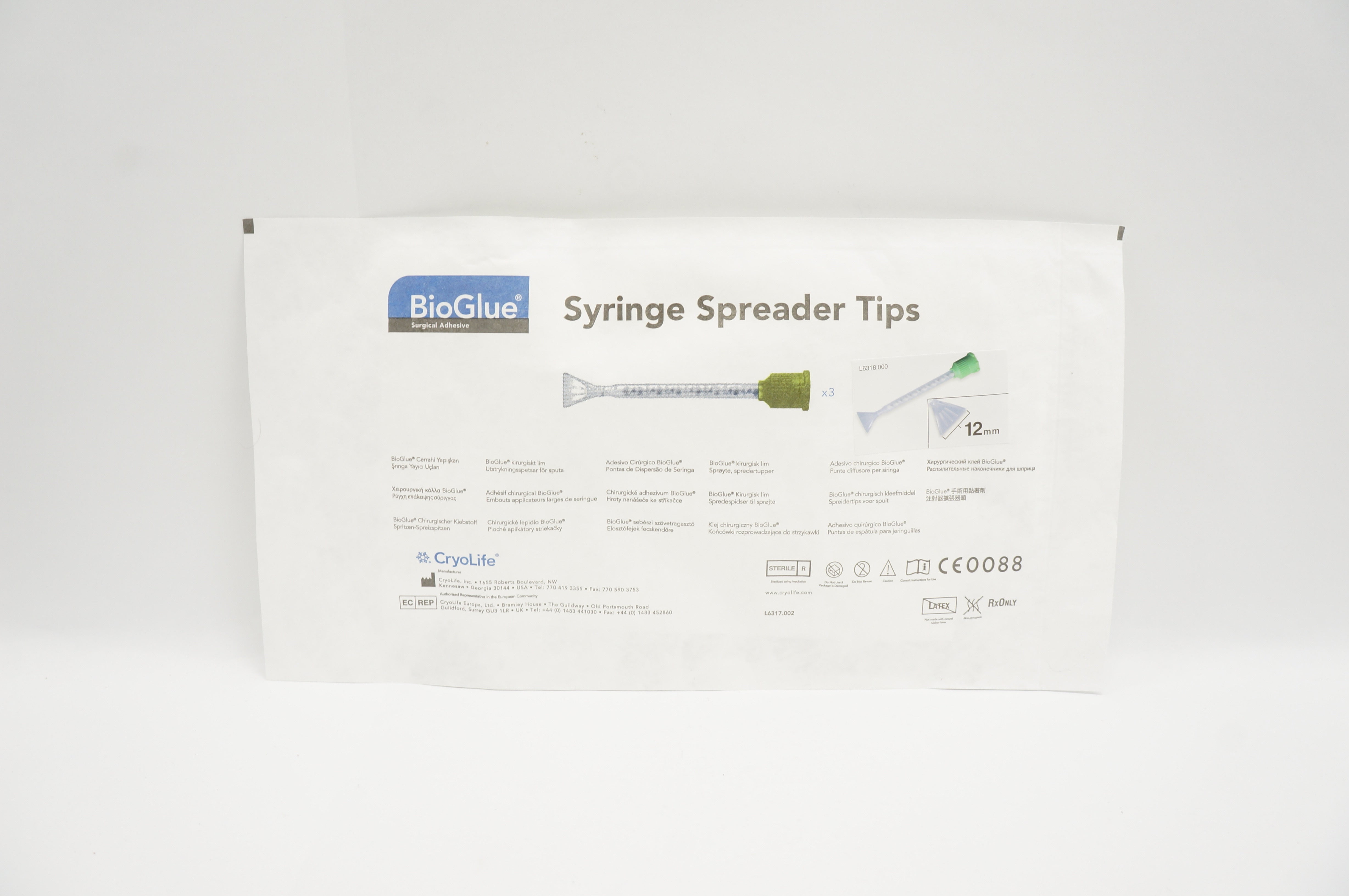 CryoLife BG3510-5-US BioGlue Syringe Applicators Tips 12mm - Pack of 3 (x)