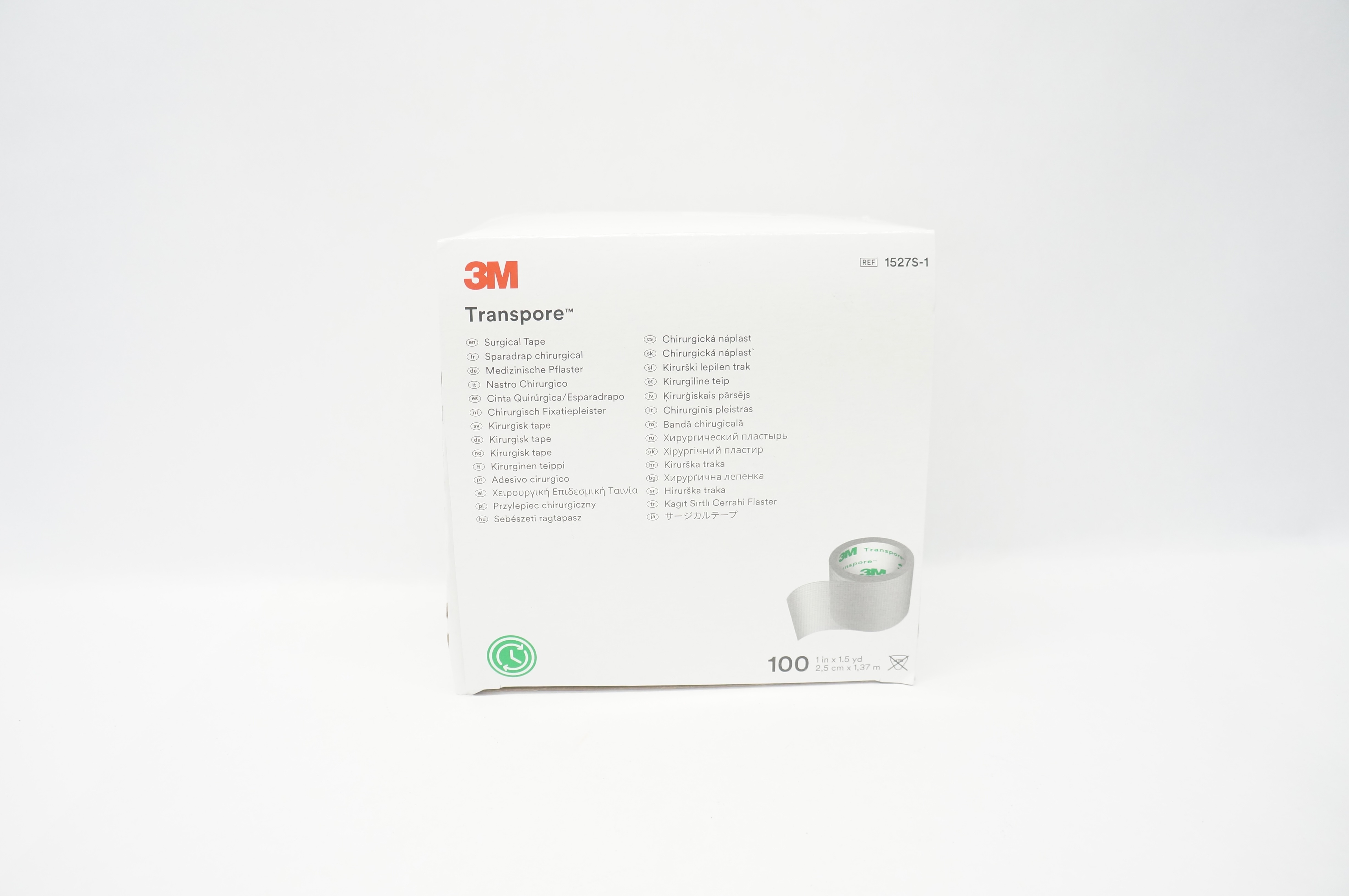 3M 1527S-1 Transpore Surgical Tape 1inch x 1.5yd - Box of 100