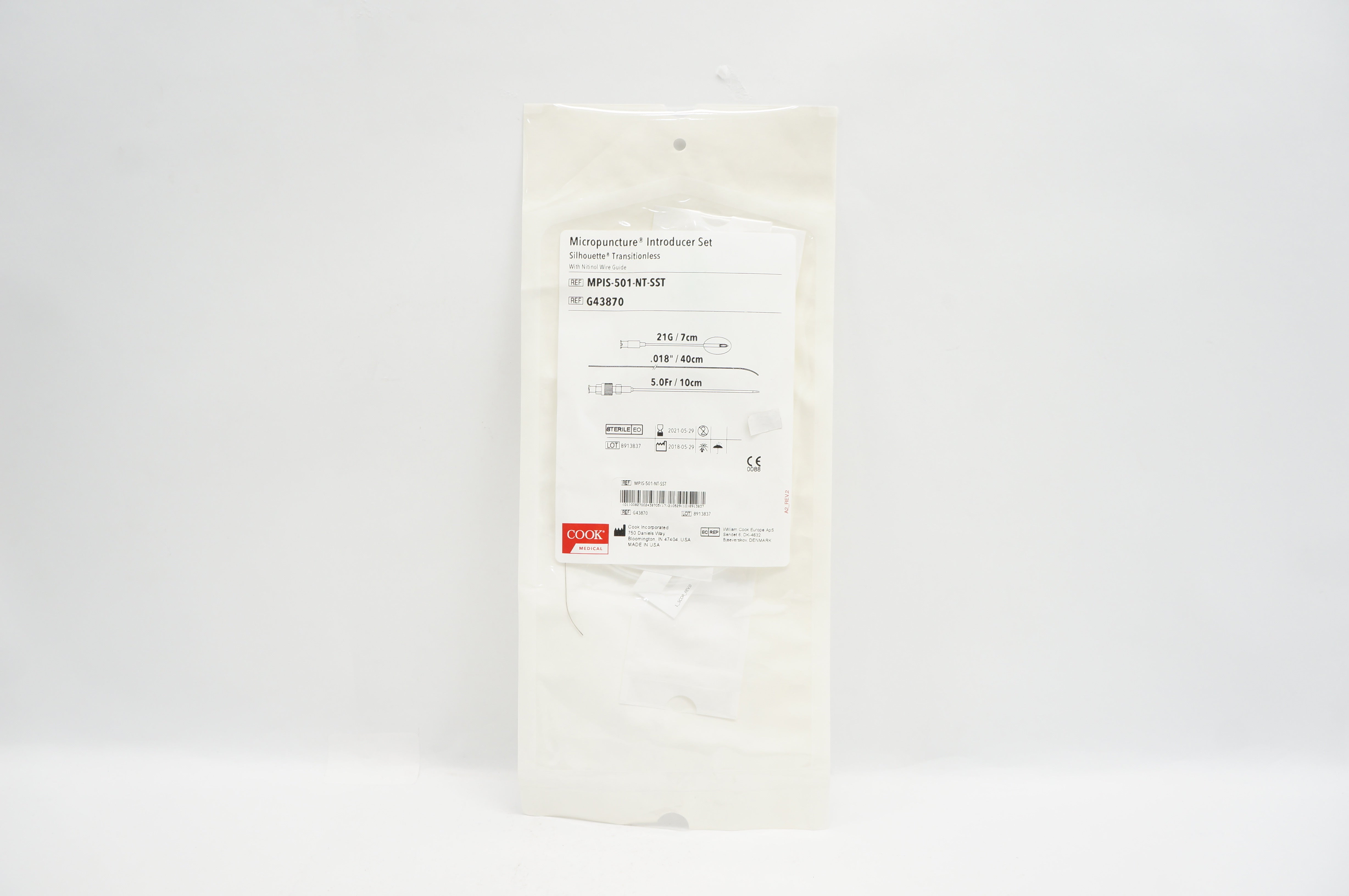 Cook Medical G43870 Micropuncture Introducer Set 21G x 5.0Fr x .018inch (x)