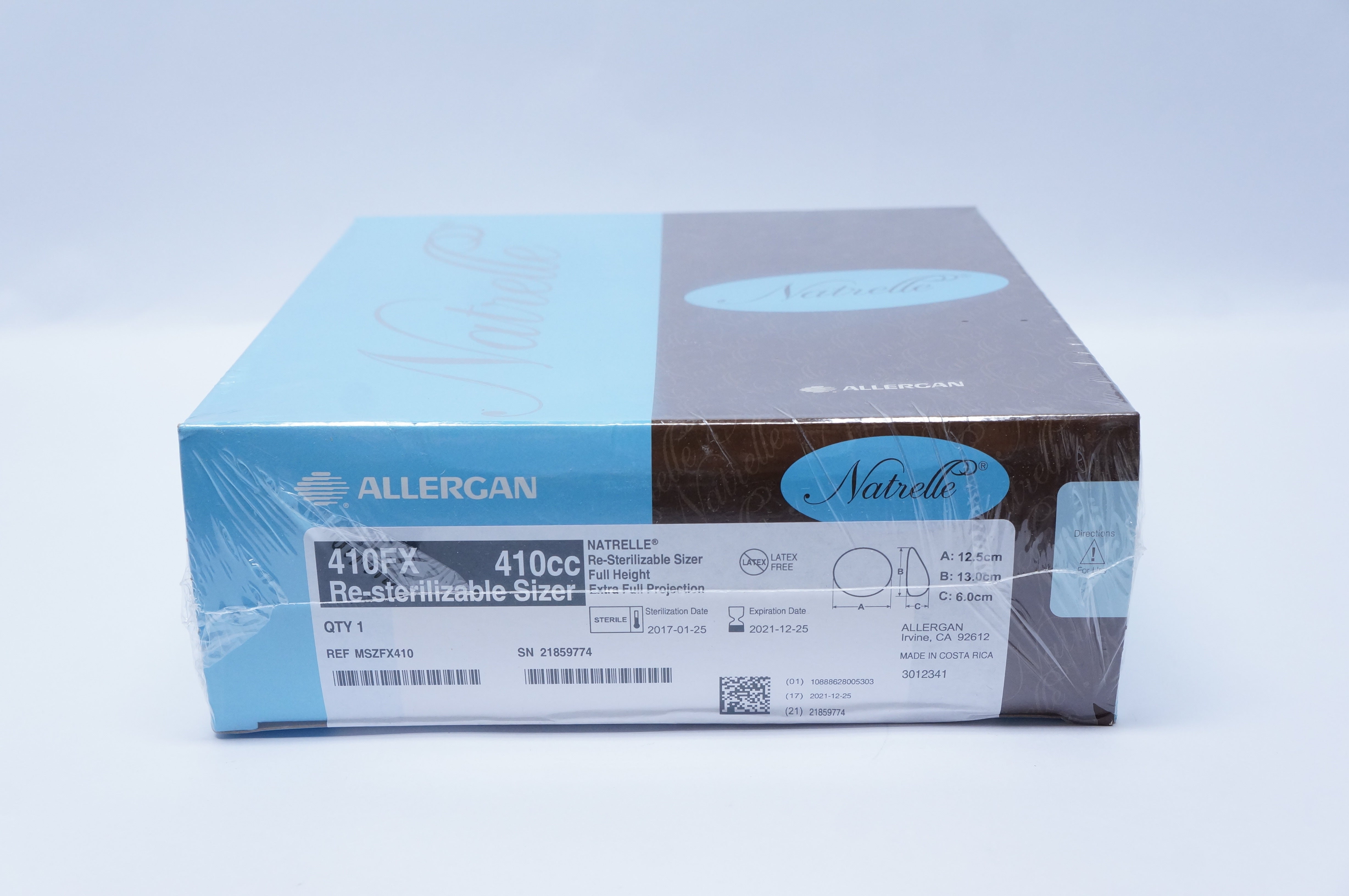 Allergan MSZFX410 410FX NATRELLE Re-Sterilizable Sizer 410cc, 12.5cm x 13cm