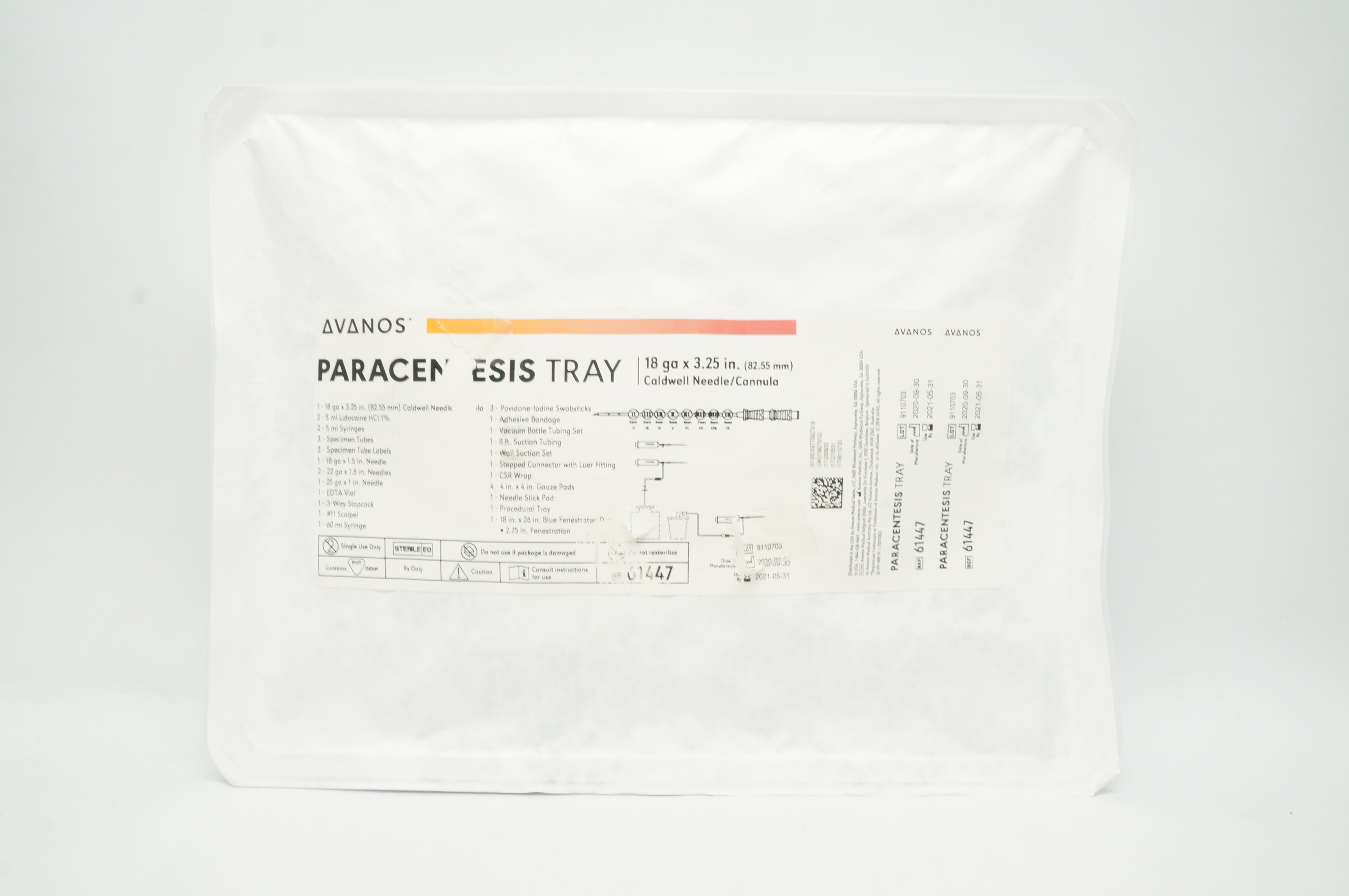 Avanos 61447 Paracentesis Tray 18ga x 3.25inch (x)