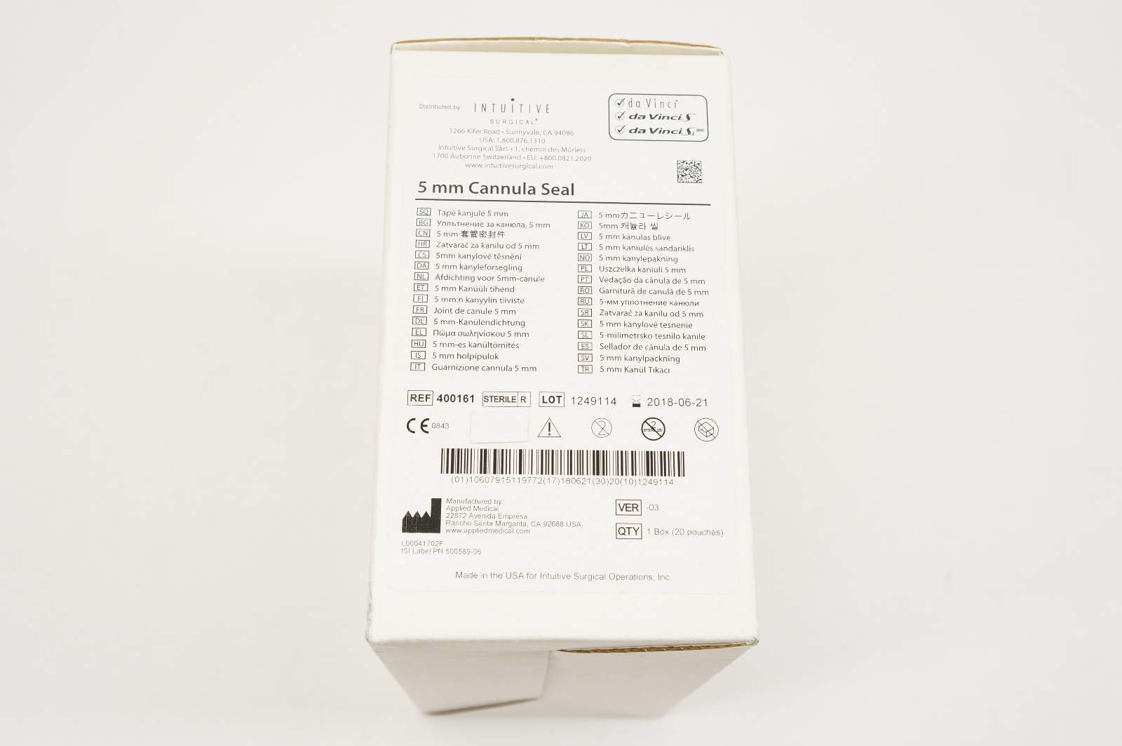 Applied Medical 400161 Intuitive Cannula Seal 5mm (x) - Box of 20