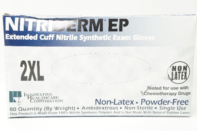 Innovative Healthcare 182400 Extended Cuff Exam Gloves 2XL - Box of 80