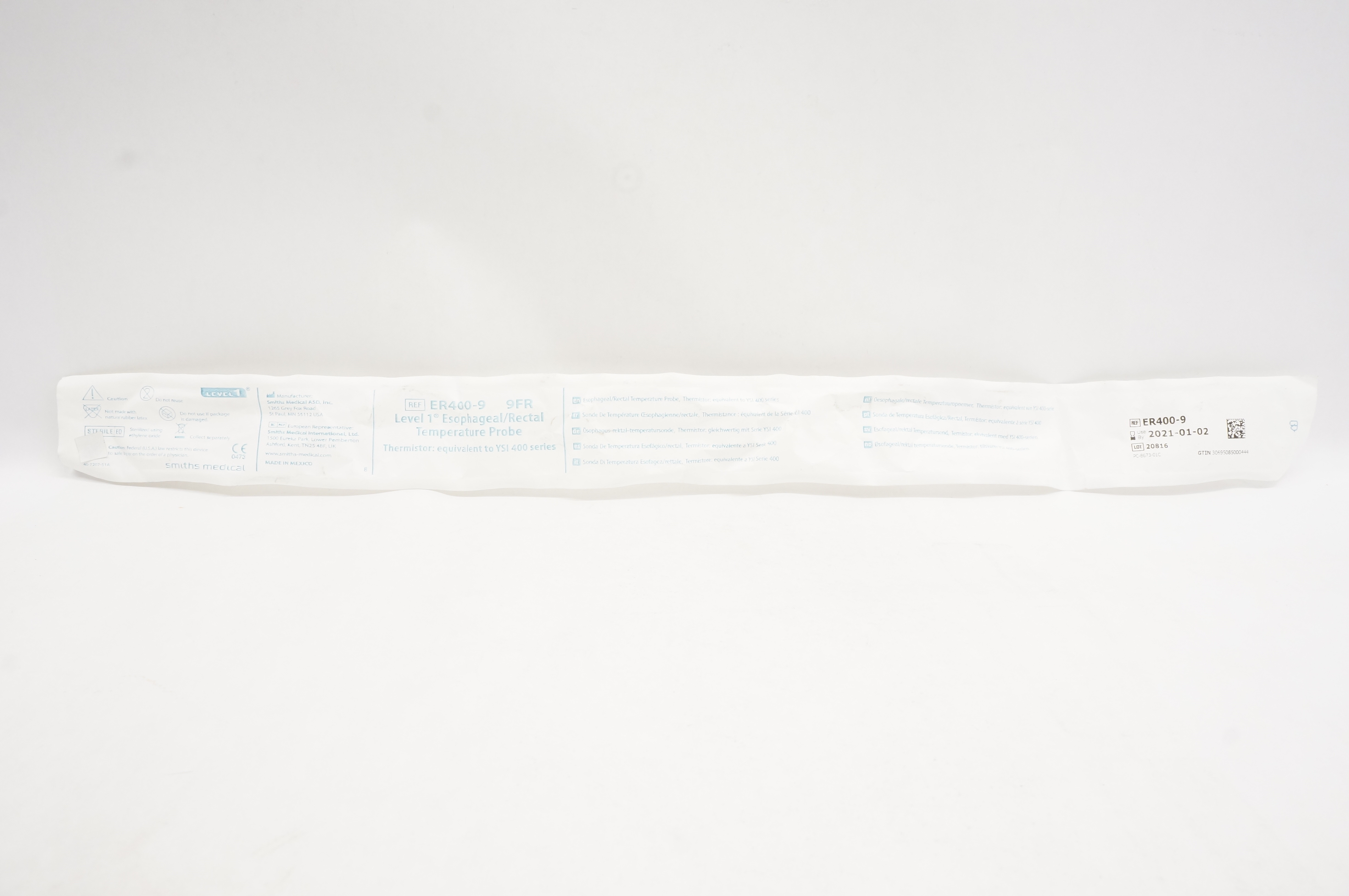 Smiths Medical ER400-9 Level1 Esophageal/Rectal Temperature Probe 9Fr (x)