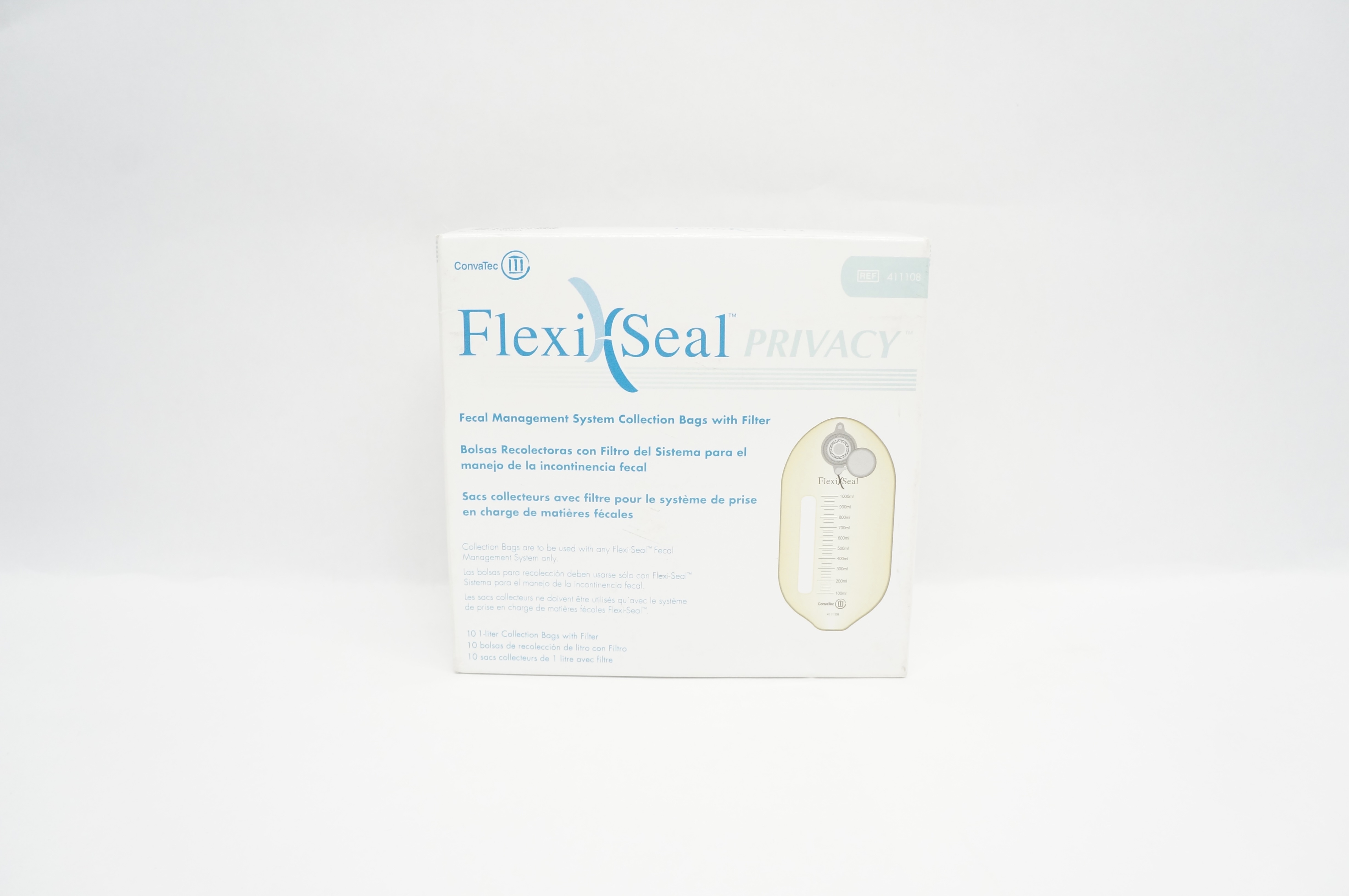 ConvaTec 411108 Flexi Seal Privacy Collection Bags with Filter 1L - Box of 10