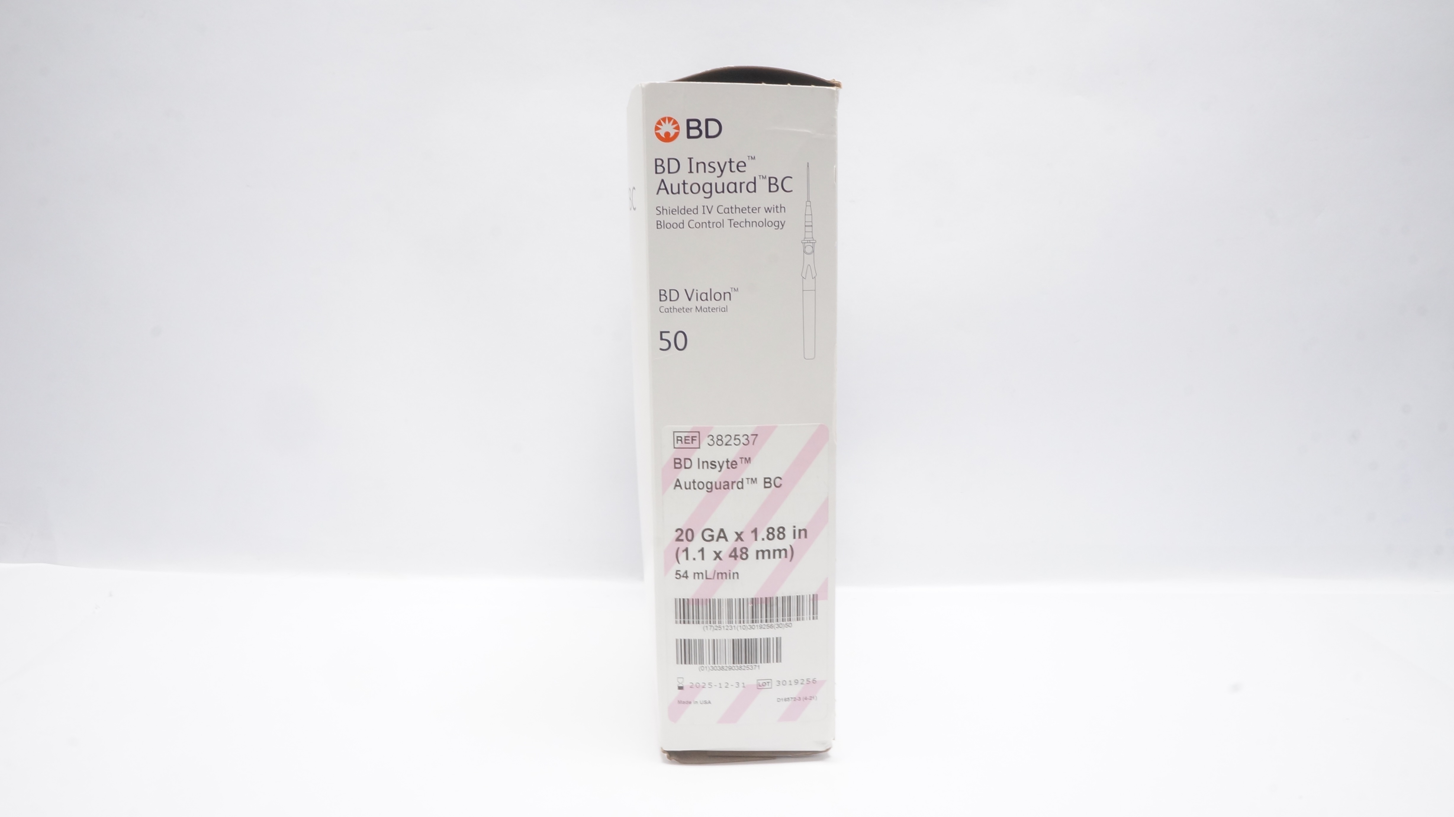 BD 382537 Insyte Autoguard BC Shielded I.V. Cath. 20GA x 1.88inch - Box of 50