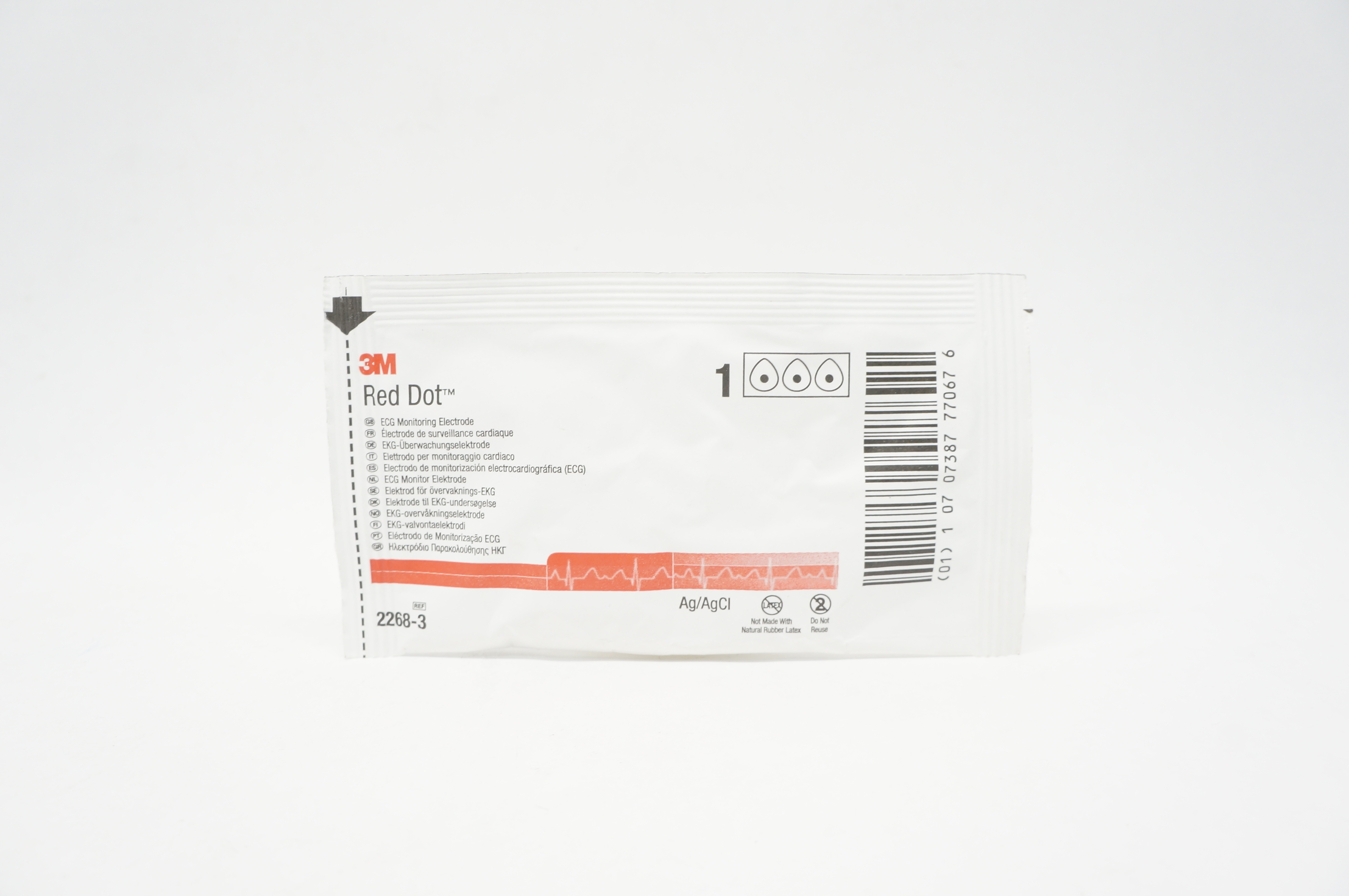 3M 2268-3 Red Dot ECG Monitoring Electrode (x) - Pack of 3