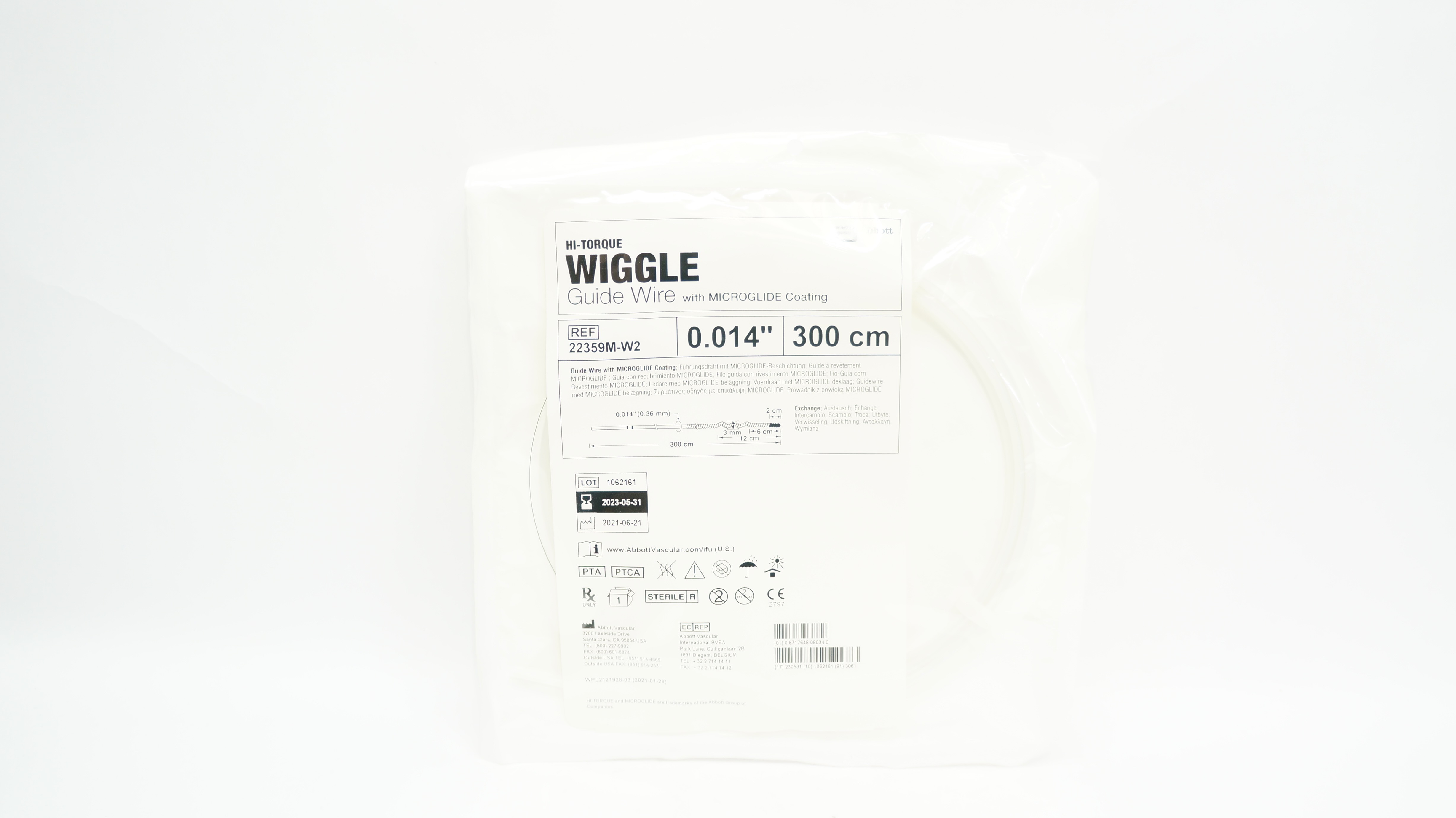 Abbott 22359M-W2 Hi-Torque Wiggle Guide Wire 0.014inch x 300cm (x)