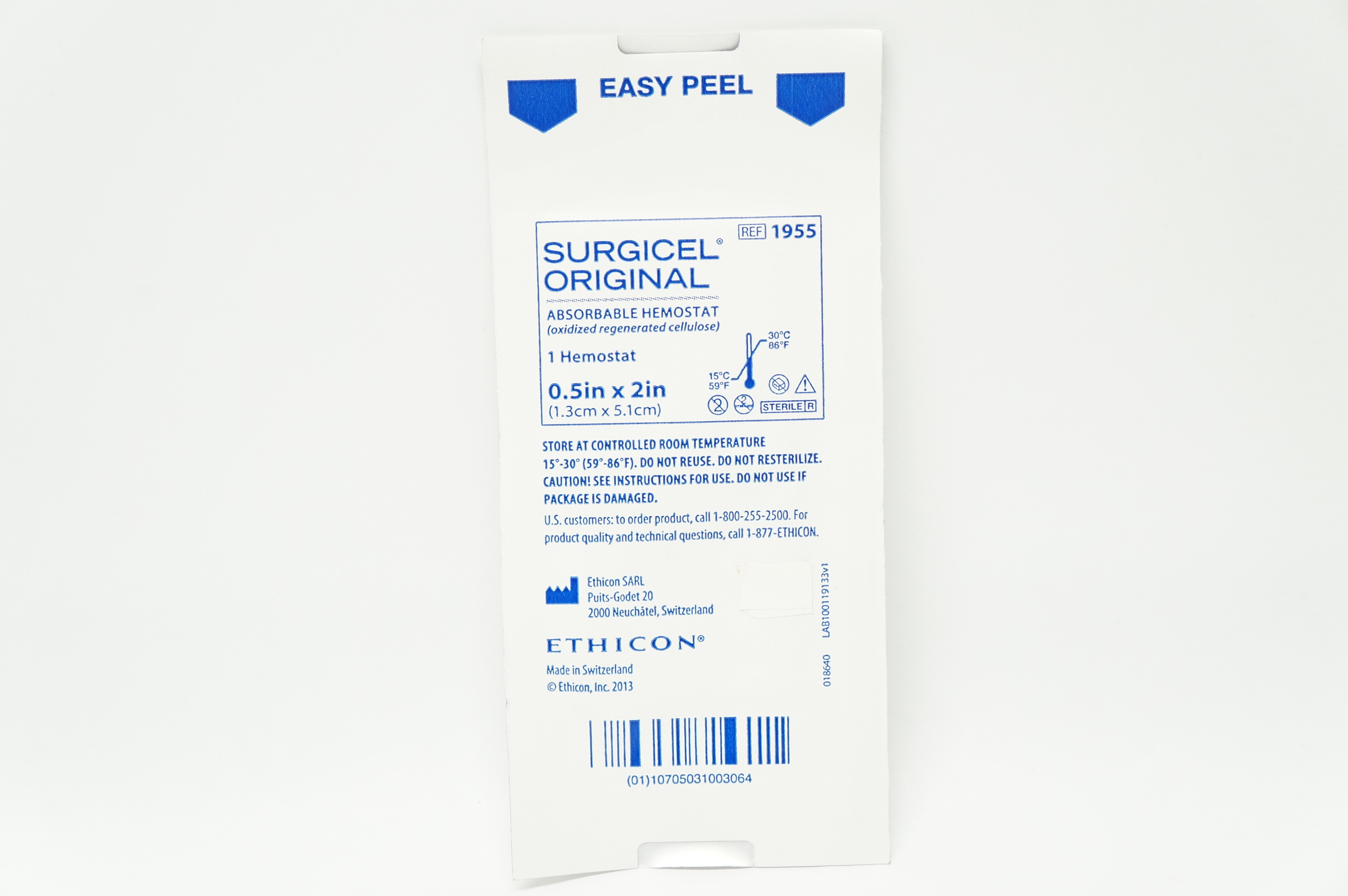 Ethicon 1955 SURGICEL ORIGINAL Absorbable Hemostat 0.5 x 2inch (x)