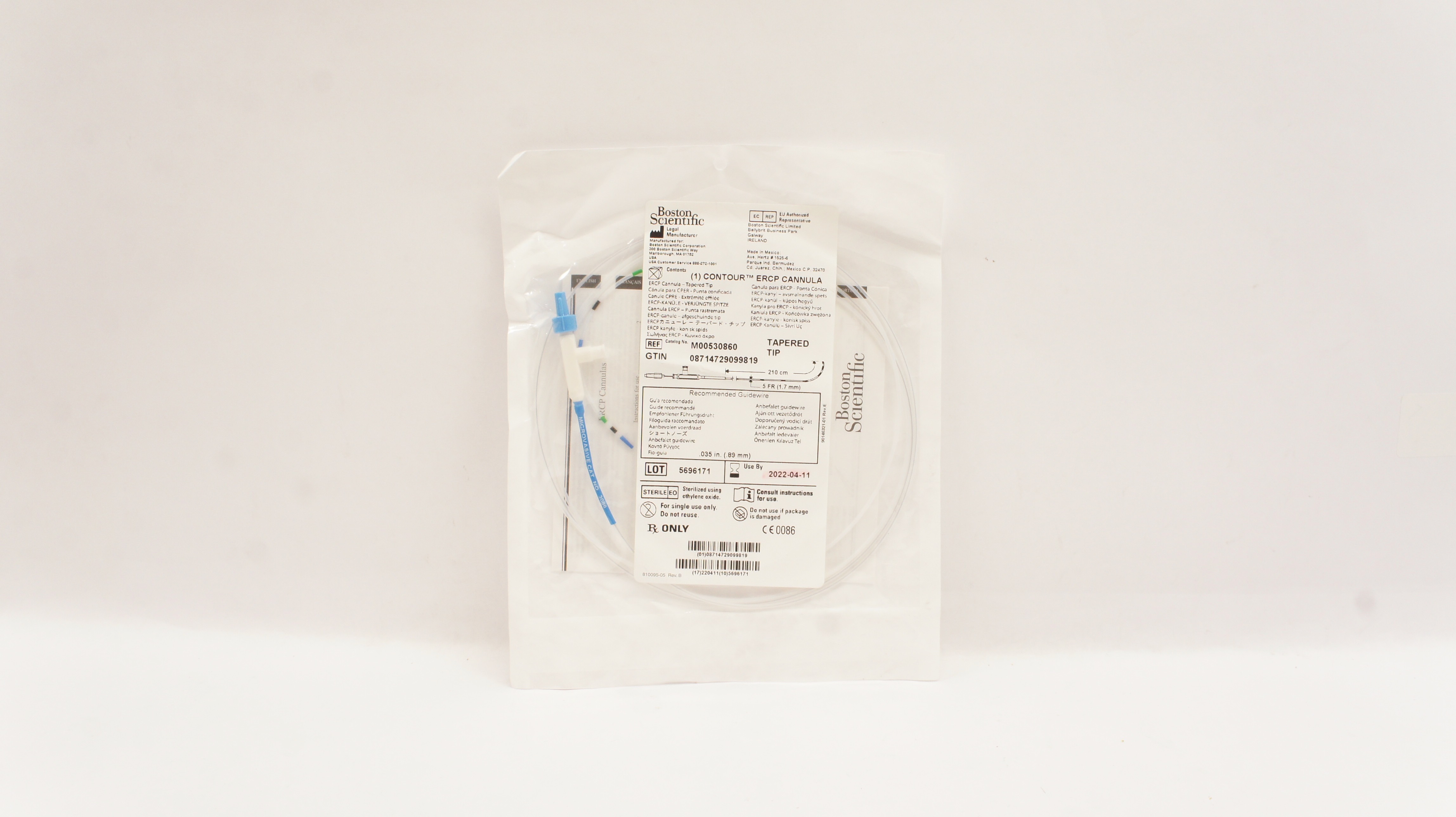 Boston Scientific M00530860 Contour ERCP Cannula Tapered Tip 5Fr x 210cm (x)