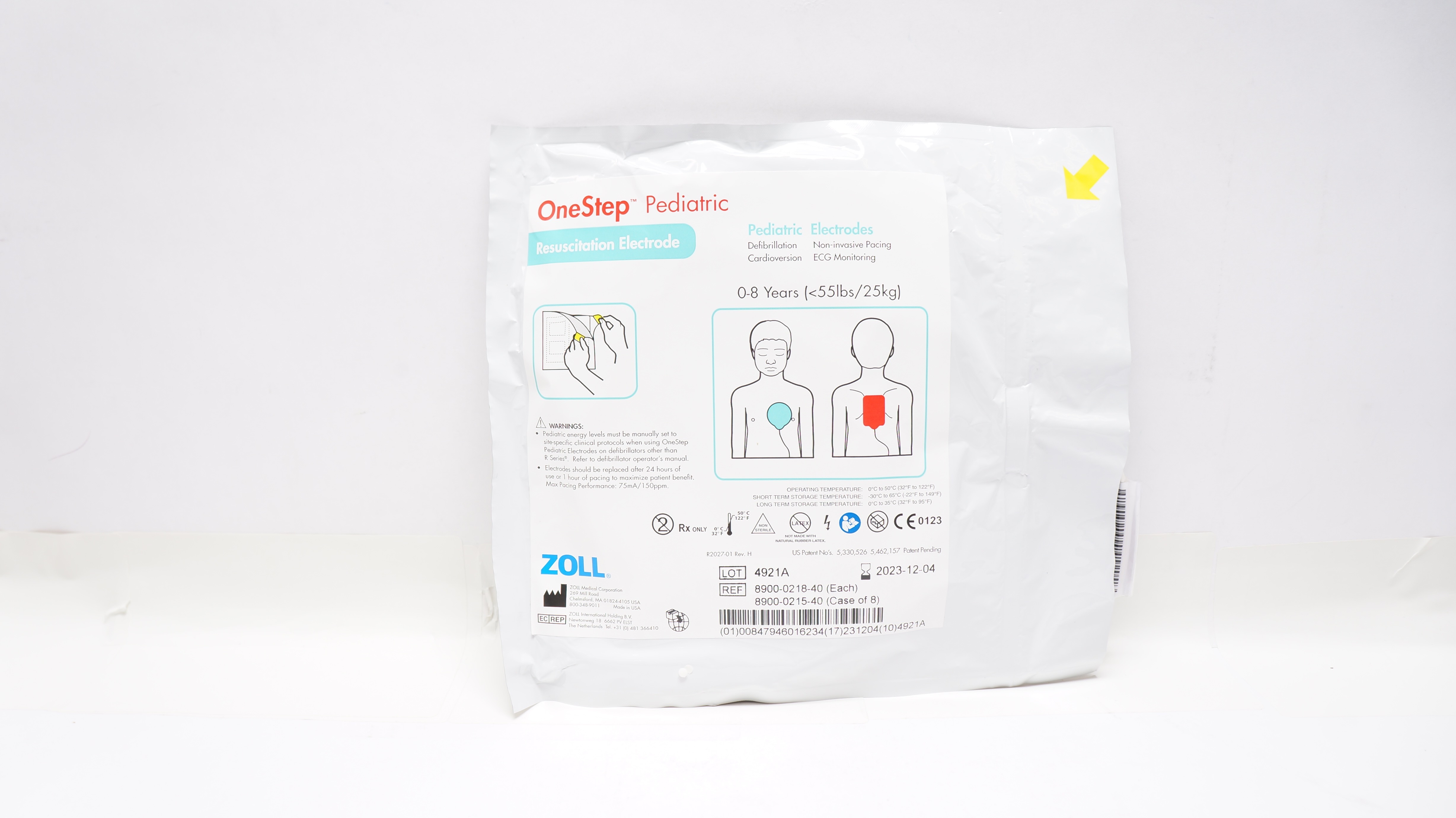 Zoll 8900-0218-40 OneStep Pediatric Resuscitation Electrode 0-8 Years <55lbs (x)