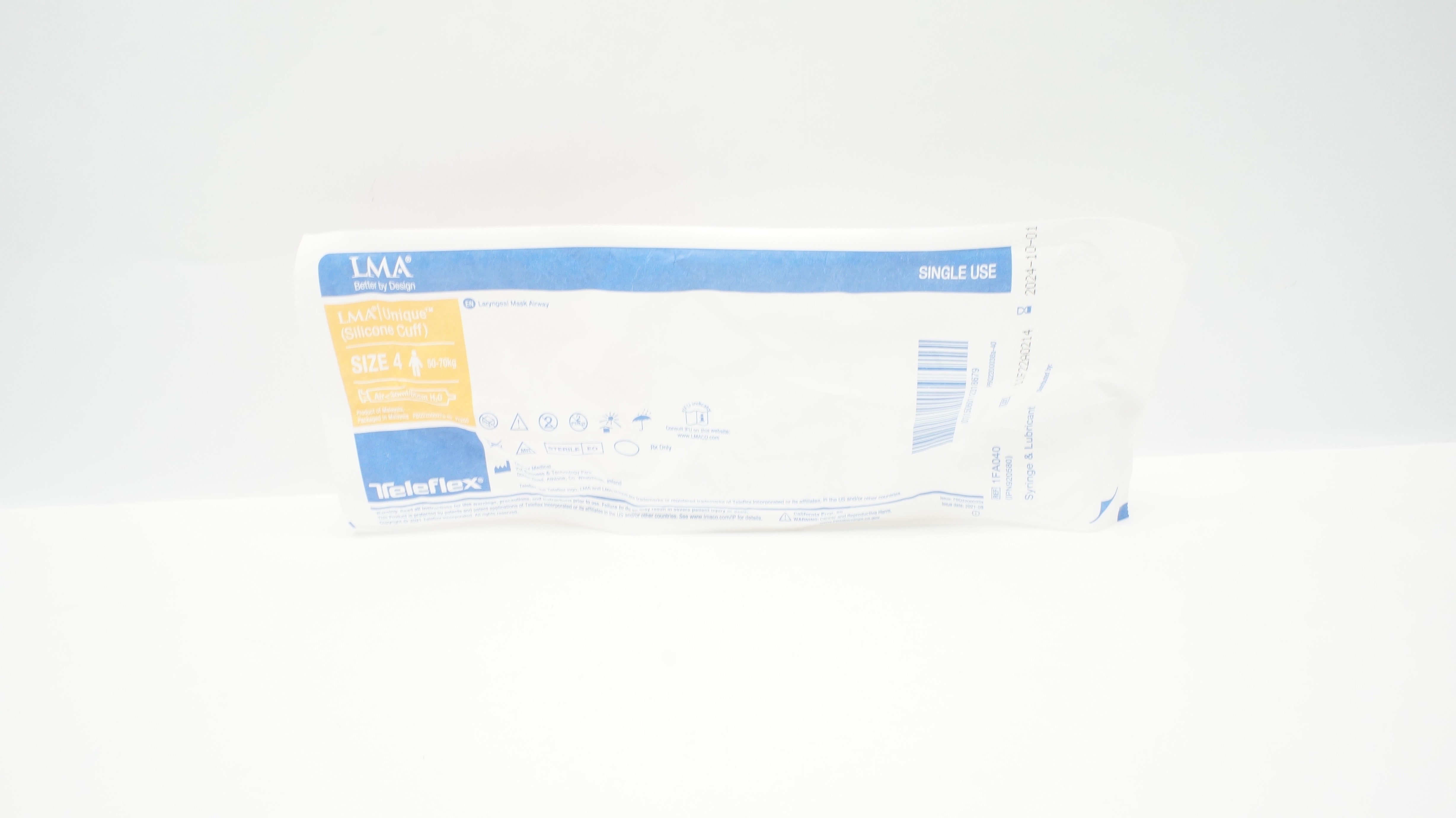 Teleflex 1FA040 LMA Unique Silicone Cuff + Syringe&Lubricant, Size 4 (x)