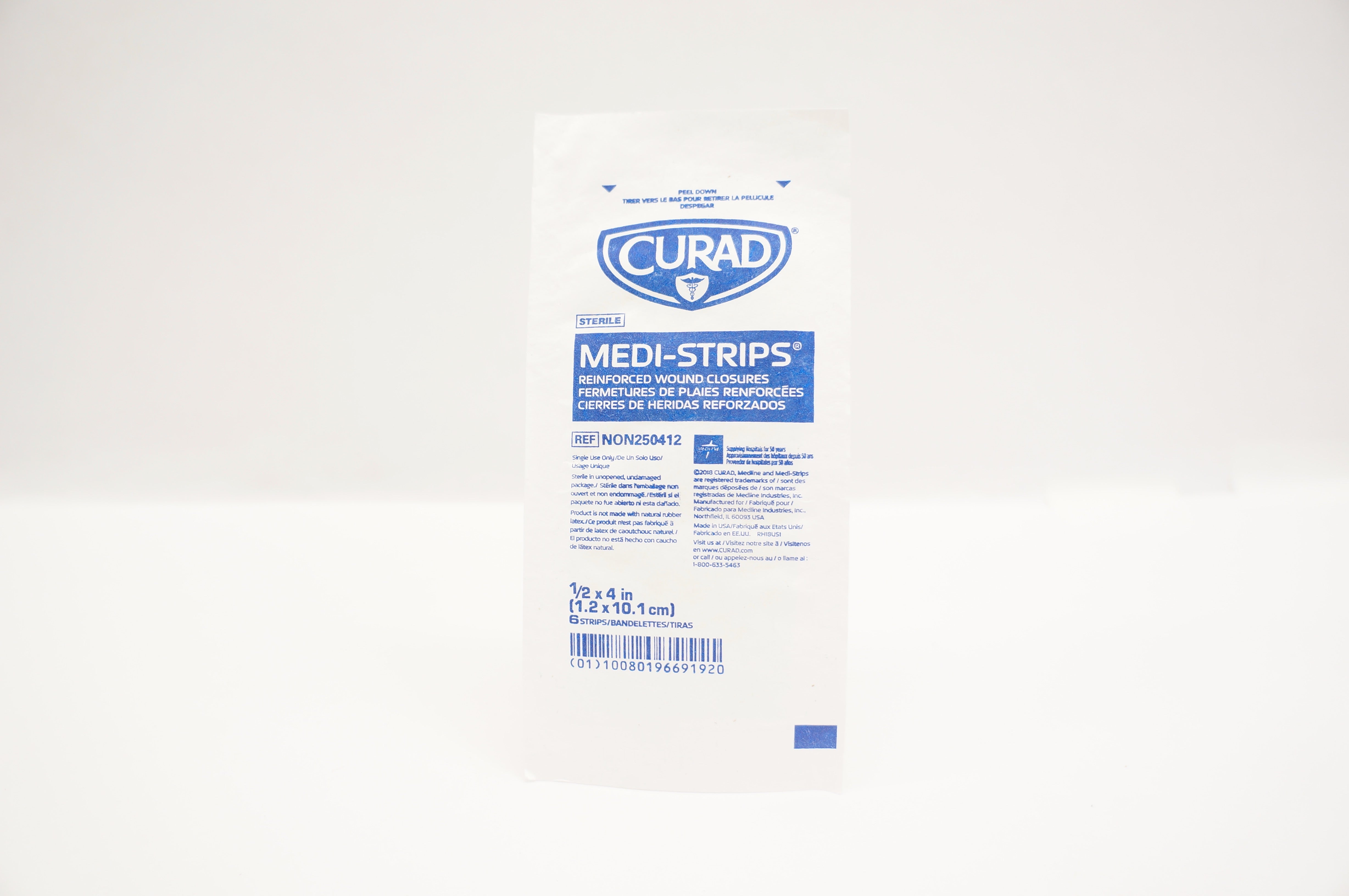 Medline NON250412 Medi-Strips Reinforced Wound Closures 1/2 x 4inch - Pack of 6