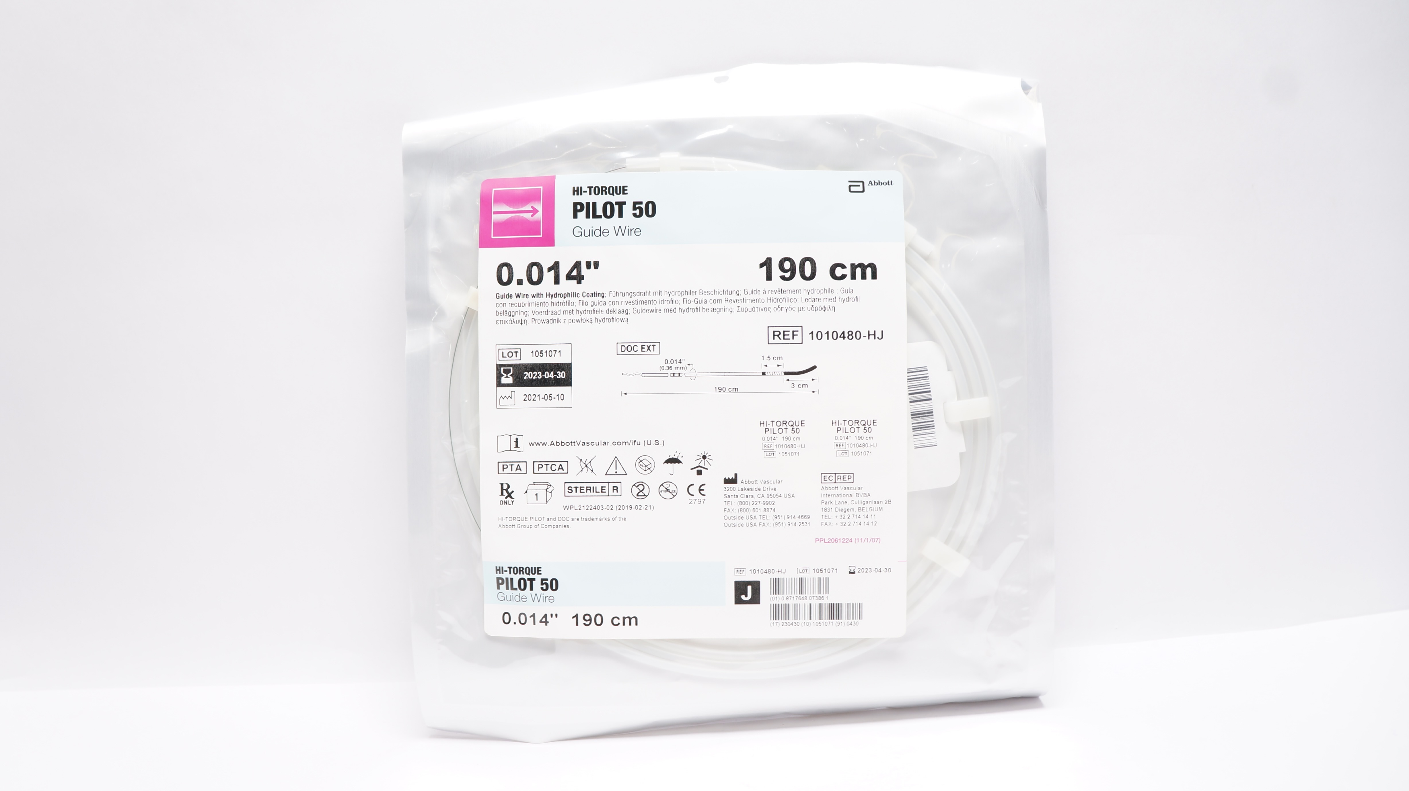 Abbott 1010480-HJ Hi-Torque PILOT 50 Guide Wire 0.014inch x 190cm (x)