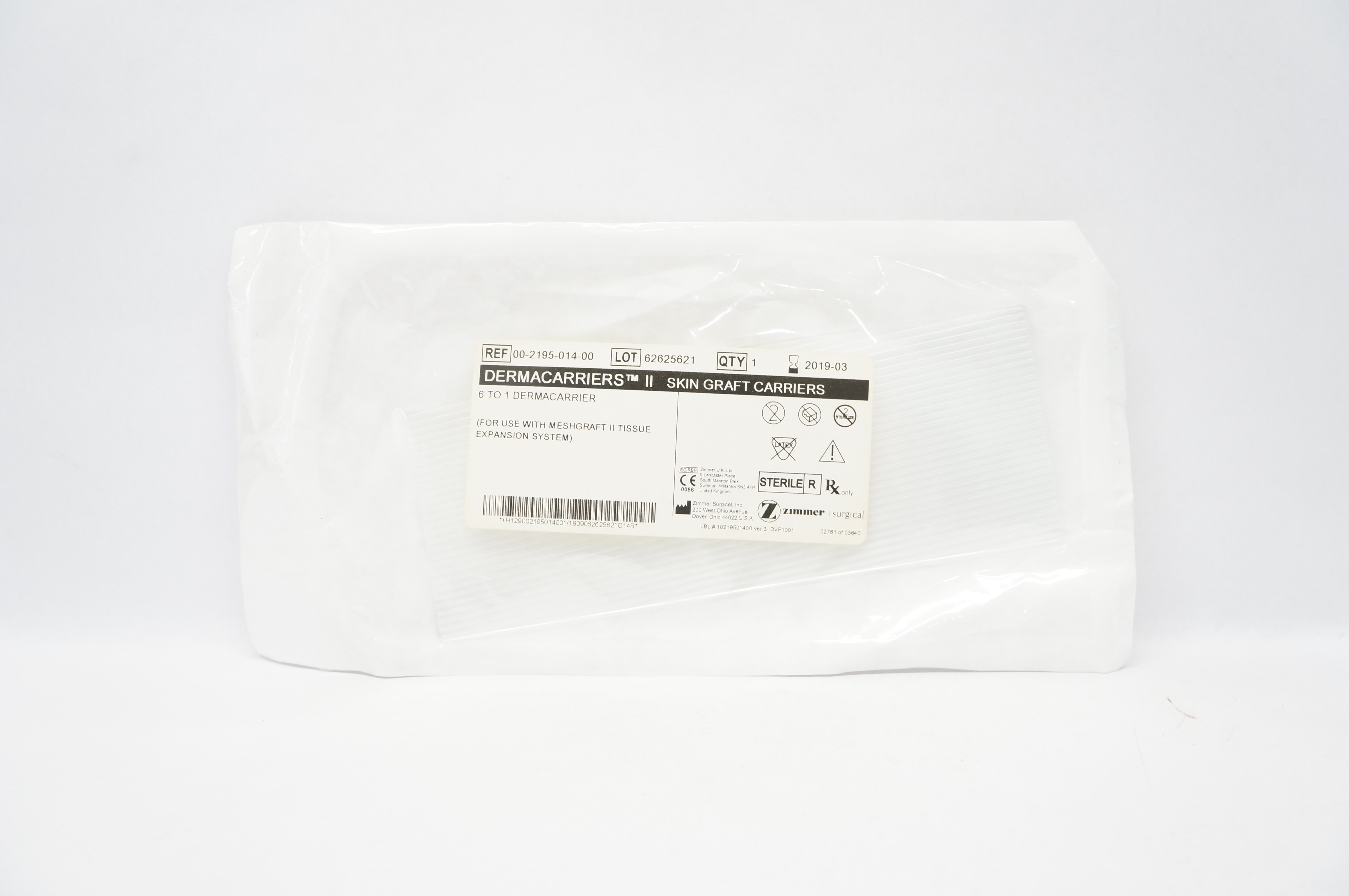Zimmer 00-2195-014-00 Dermacarriers II Skin Graft Carriers 6 to 1 (x)