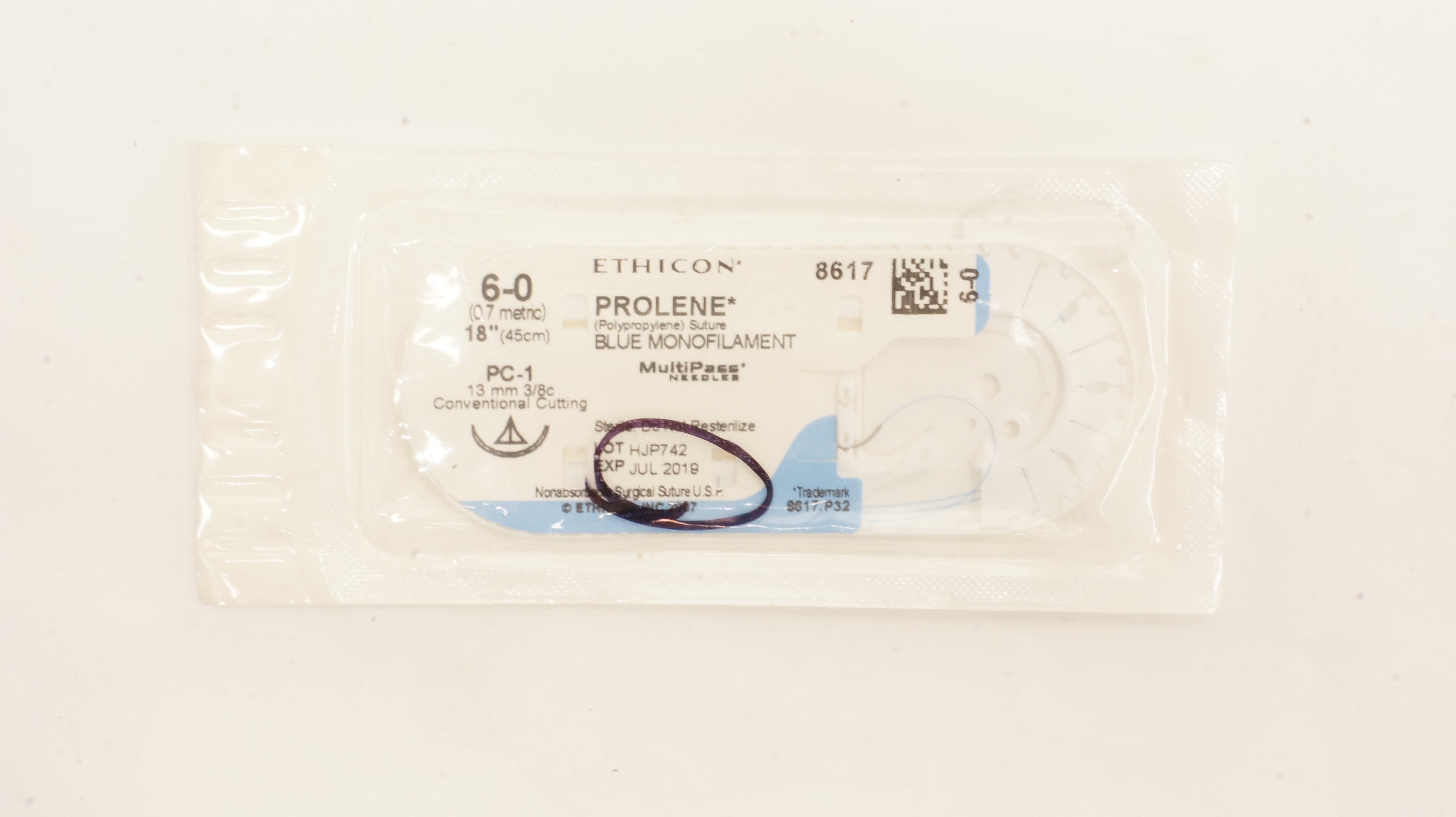 Ethicon 8617 6-0 PROLENE Stre PC-1, 13mm 3/8c, Conventional Cutting 18inch (x)