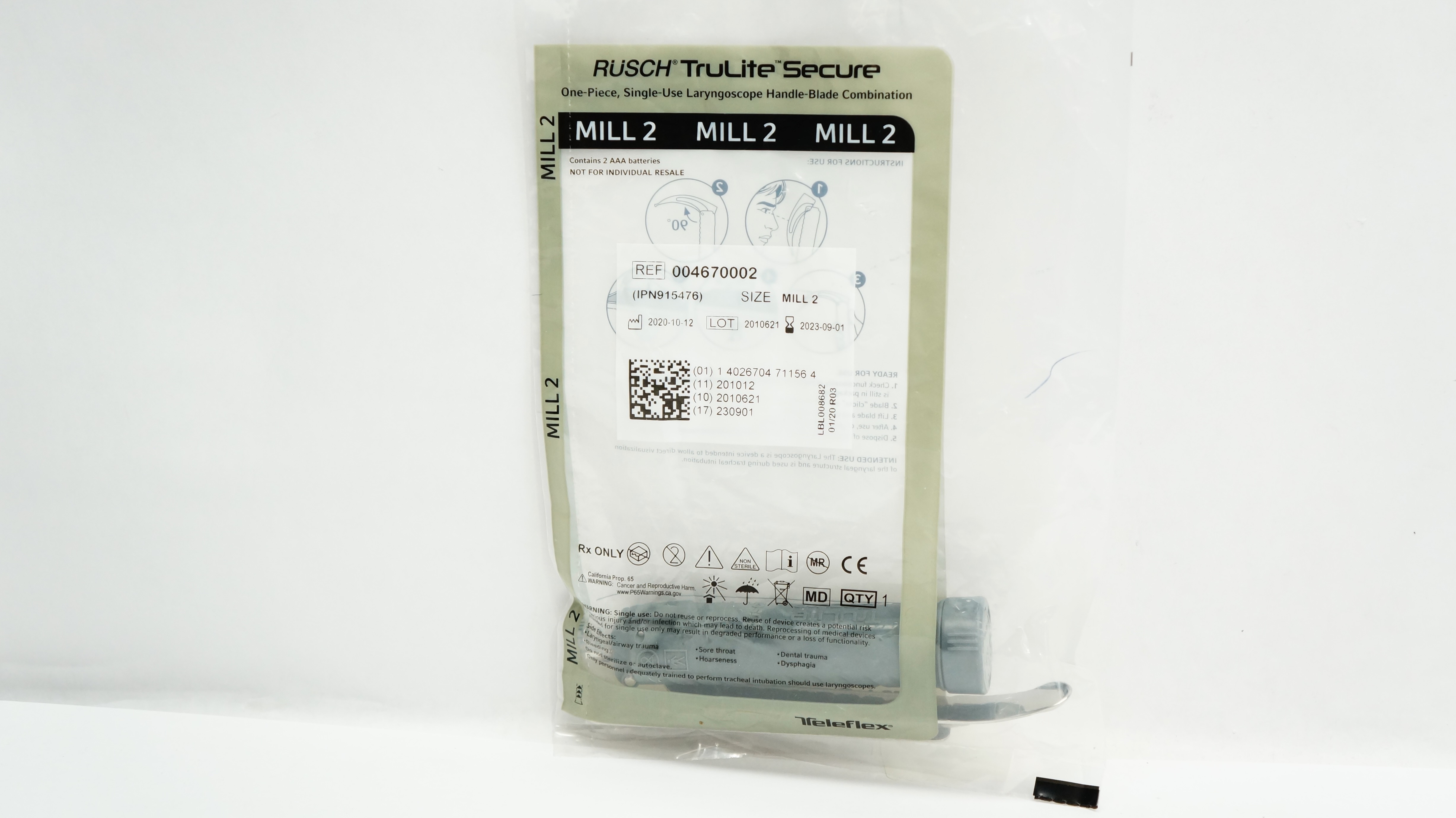 Teleflex 004670002 Rusch TruLite Laryngoscope Handle-Blade Combination MILL2 (x)