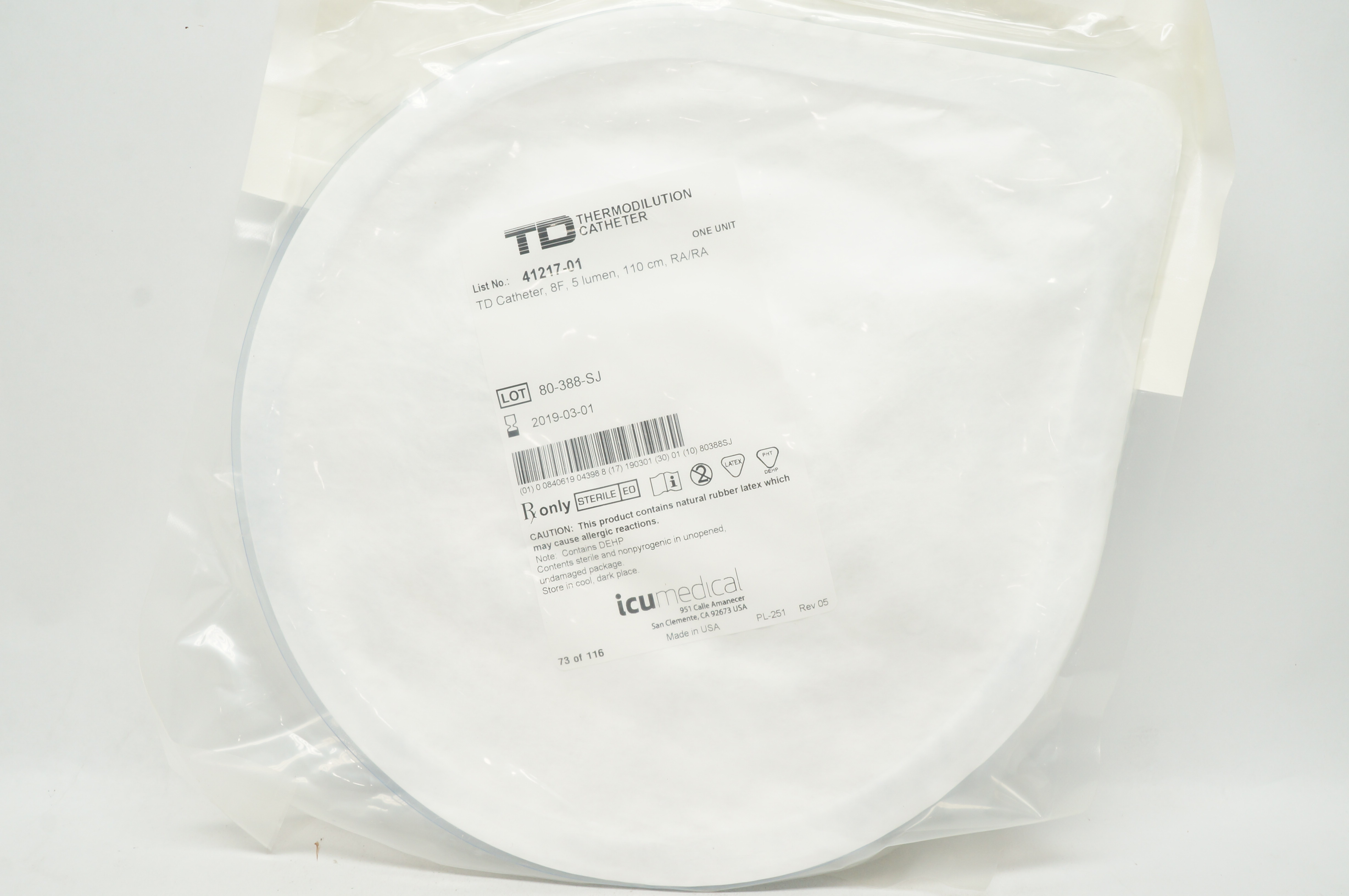 ICU Medical 41217-01 TD Thermodilution Cath. 5 Lumen 8F x 110cm, RA/RA (x)