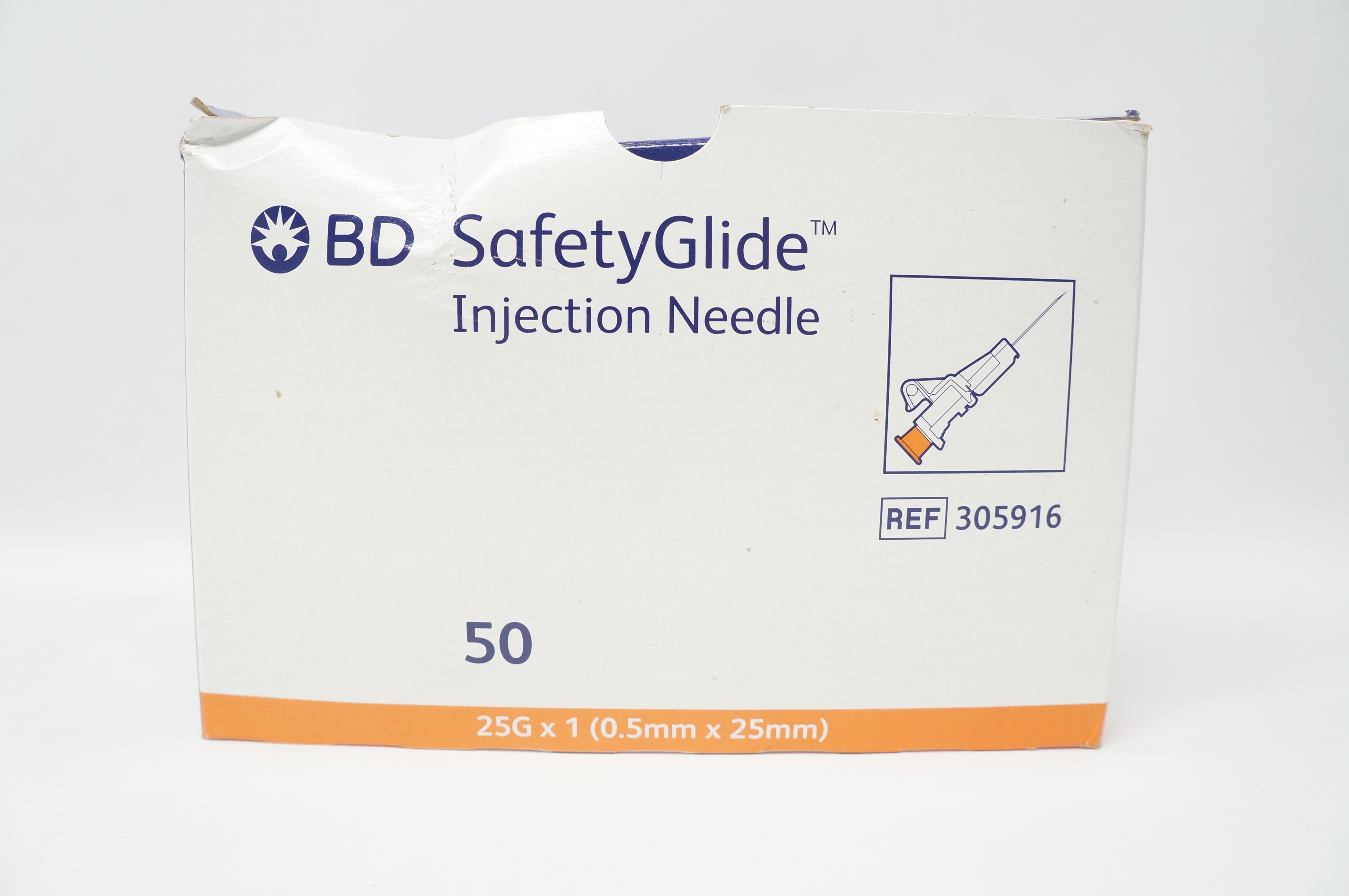 BD 305916 Safety Glide Injection Ndle 25G x 1 - Box of 50